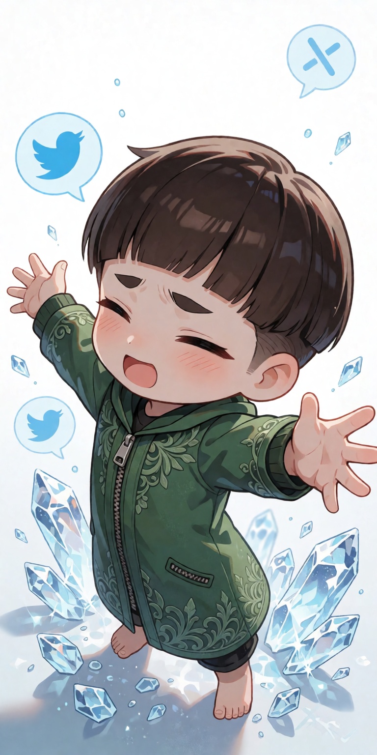 A breathtaking masterpiece full-body anime chibi illustration of the character captured from an immersive dynamic low-angl...