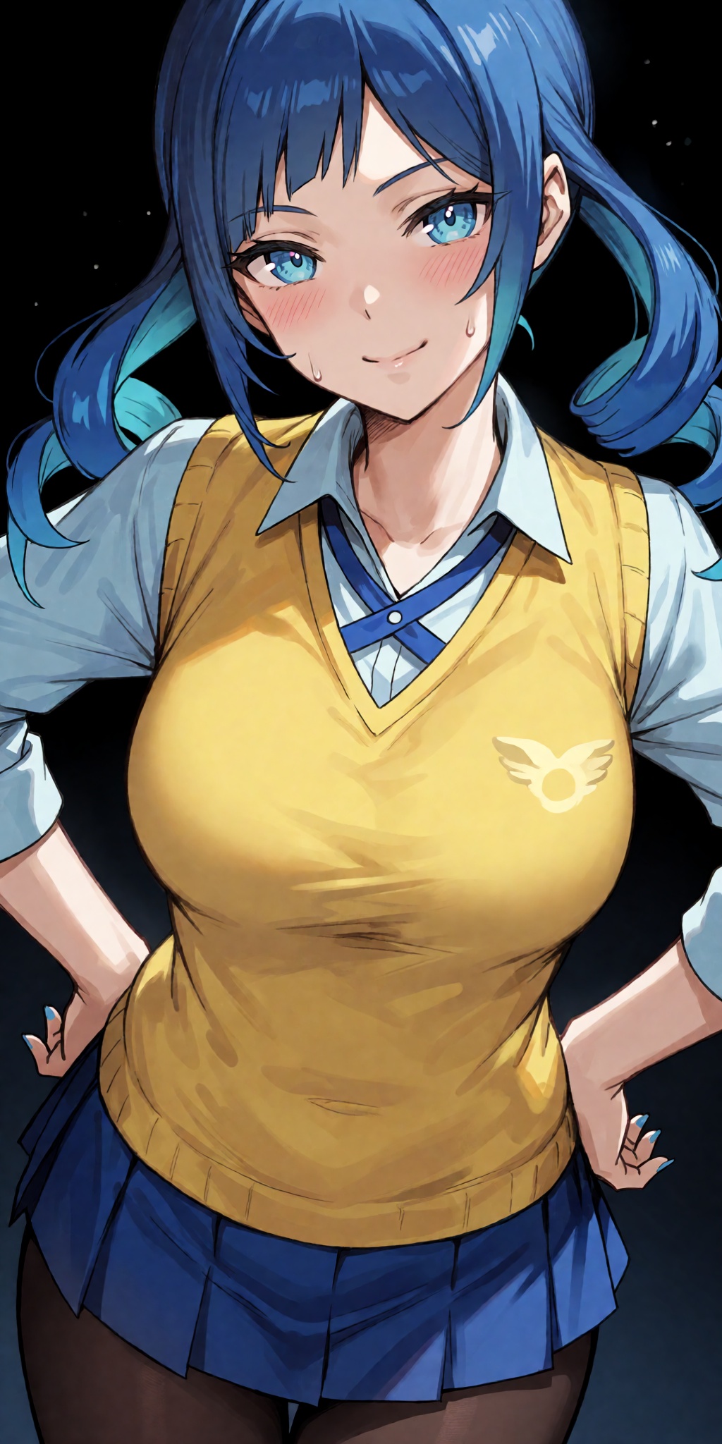 A breathtaking anime masterpiece featuring an Ace Trainer from Pokémon Black and White 2 styled as Saika Tsukishiro,  with...