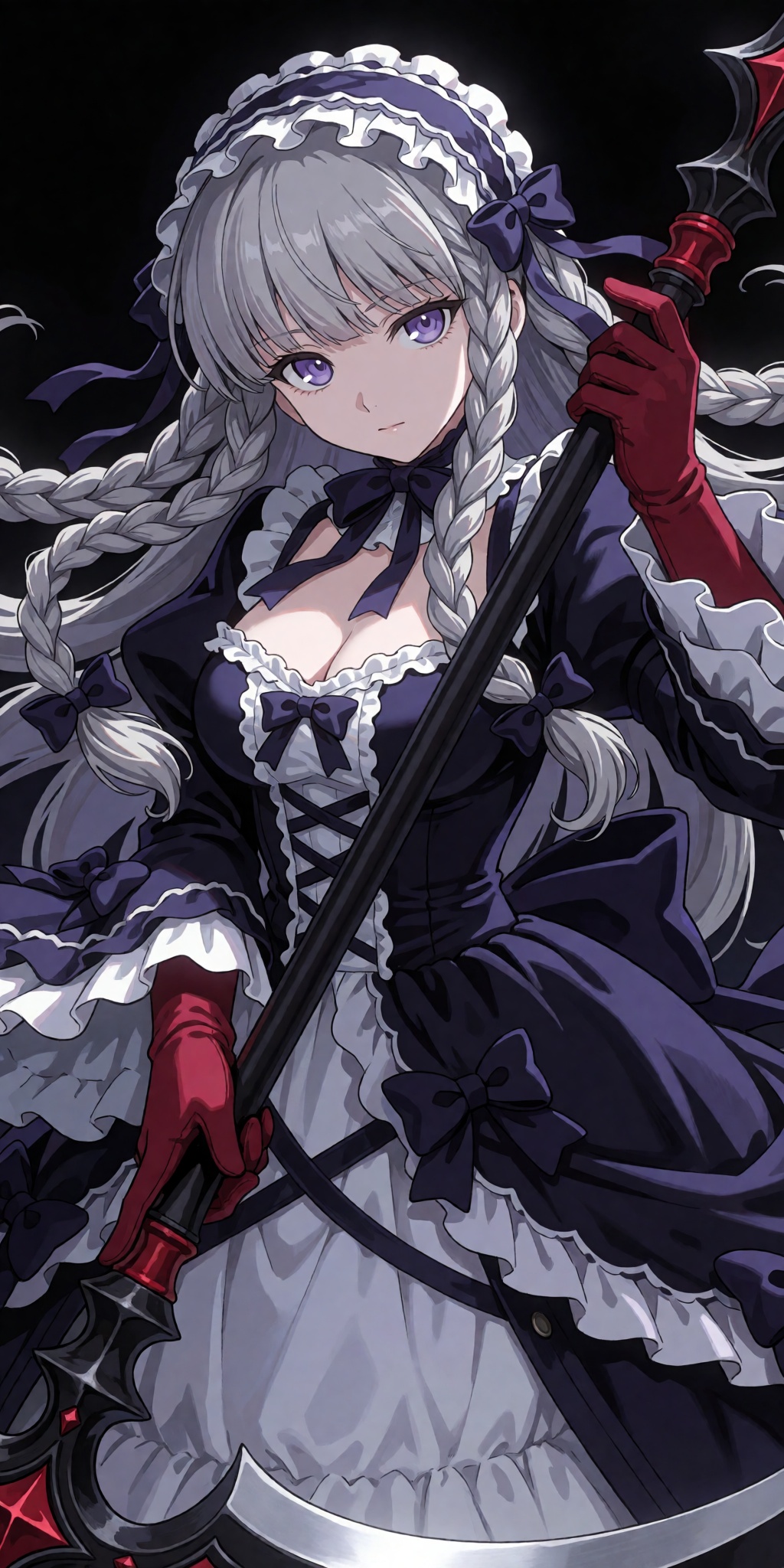 A breathtaking anime masterpiece featuring Lilix in an authentic 2000s visual novel official art style,  with long grey ha...