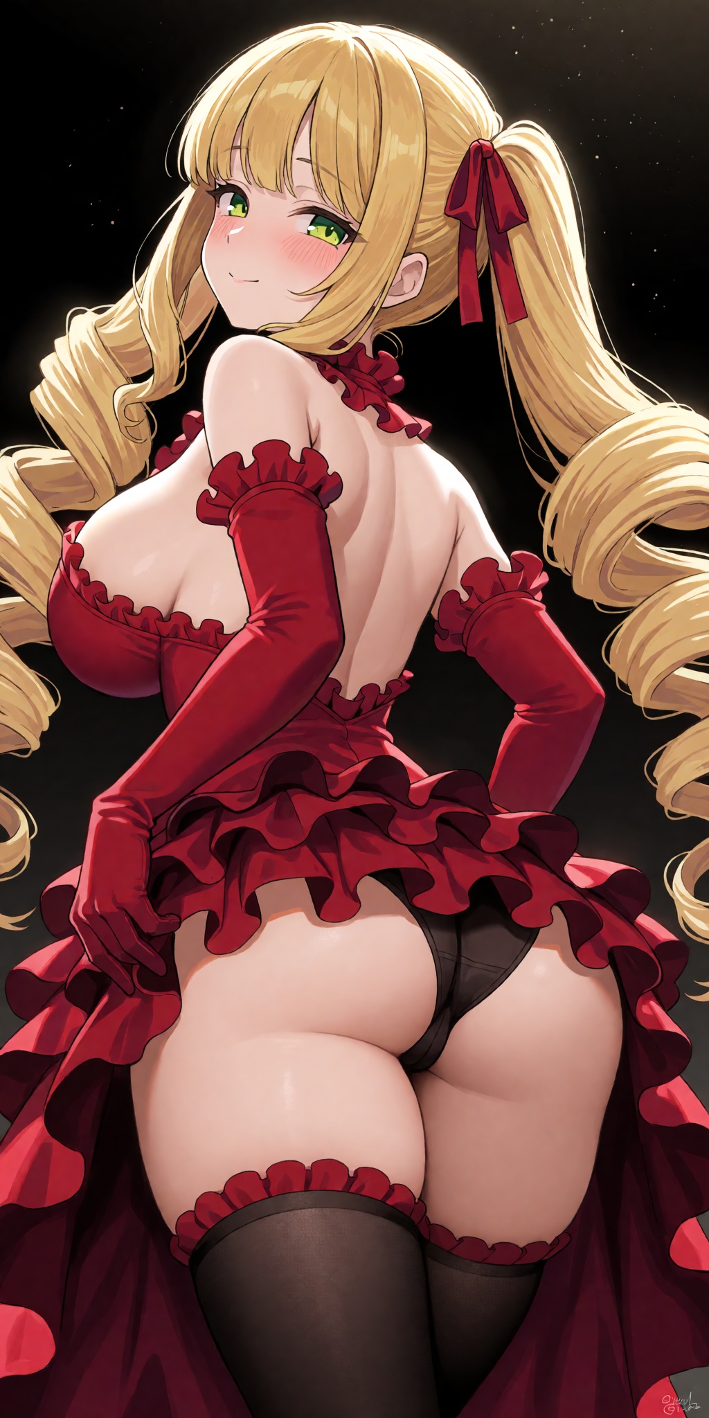 A breathtaking anime masterpiece featuring a character from Battle Cats with very long blonde hair styled in intricate twi...
