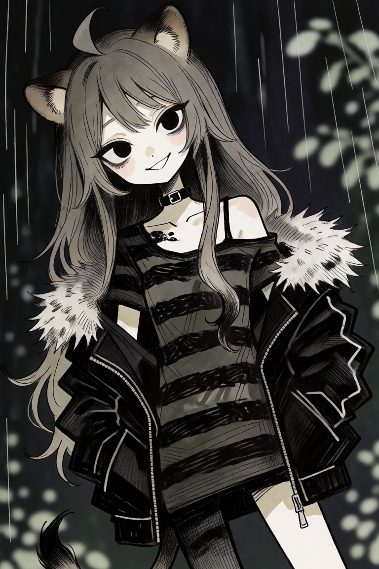 1girl,  ahoge,  animal ear piercing on Tensor.Art