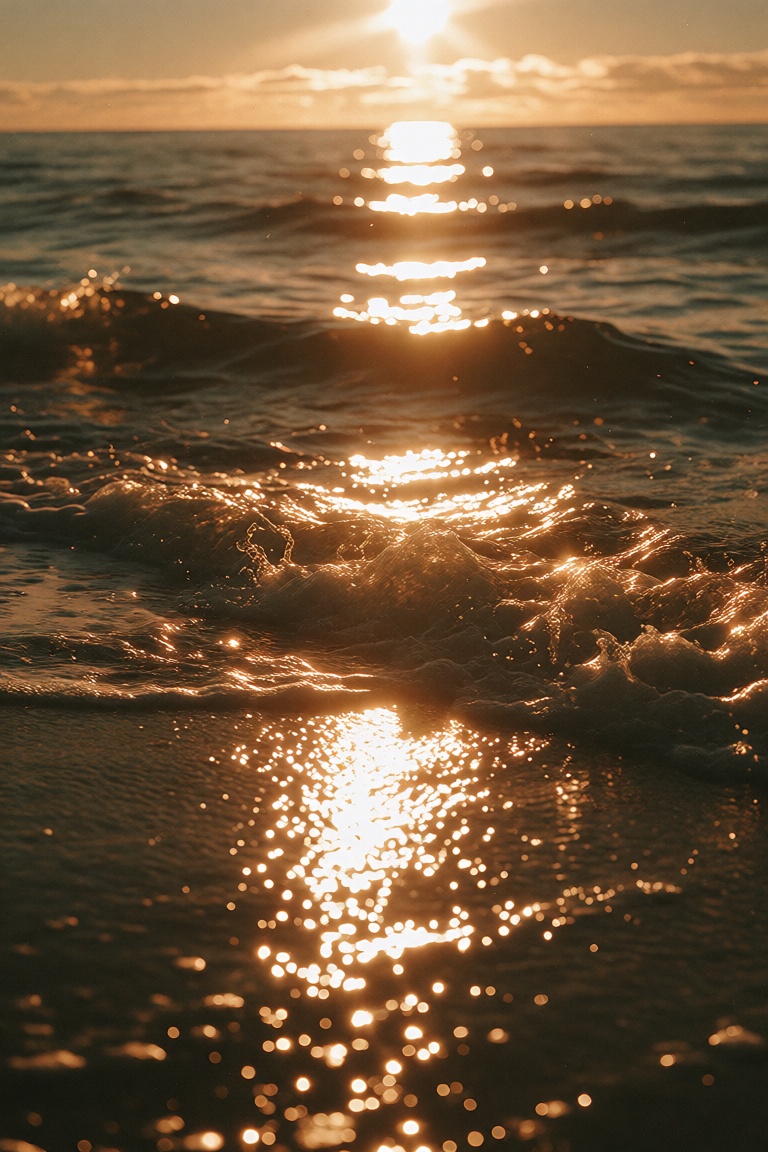 cinematic,  hyper-realistic,  wide-angle seascape photograph capturing a breathtaking sunset over a vast on Tensor.Art