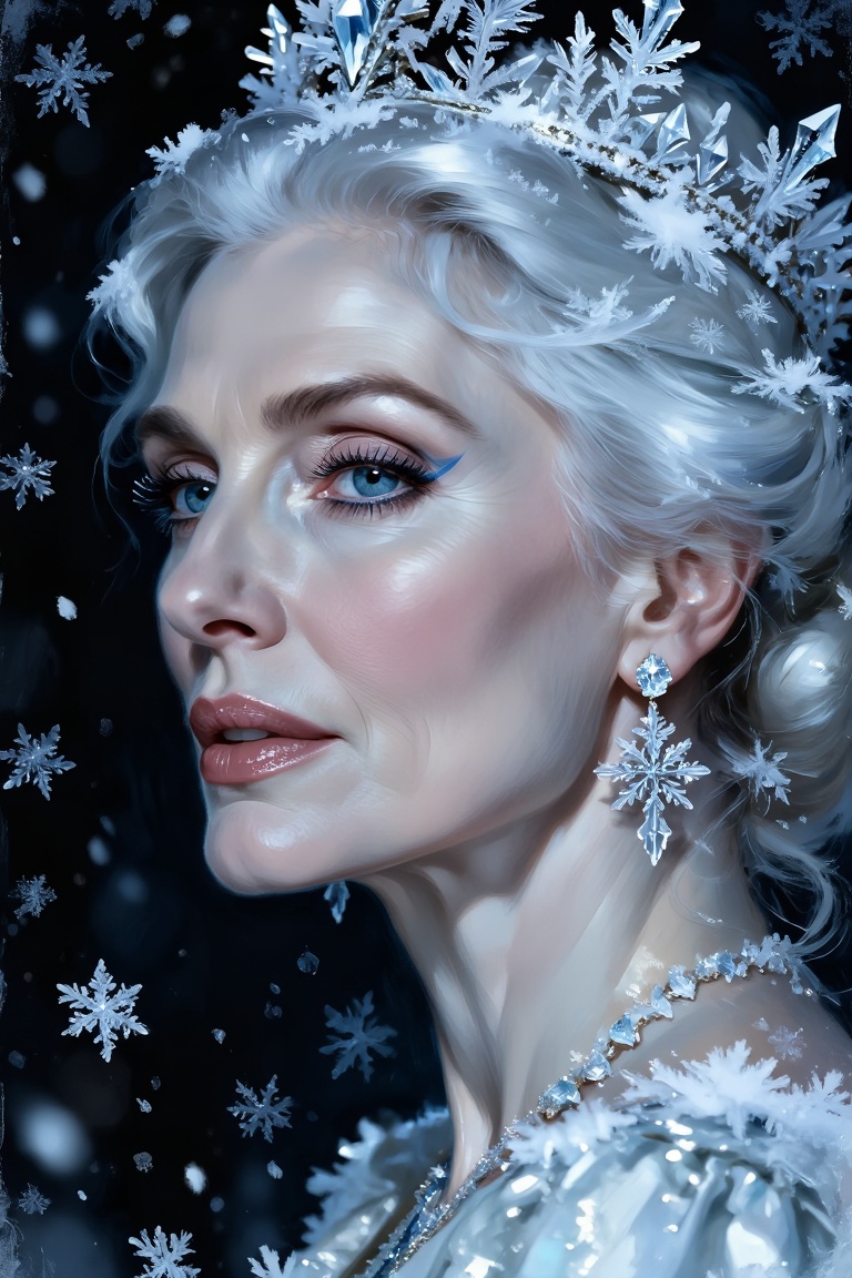 side-profile close-up portrait of 1woman,  mature and noble face,  elegant regal pose on Tensor.Art