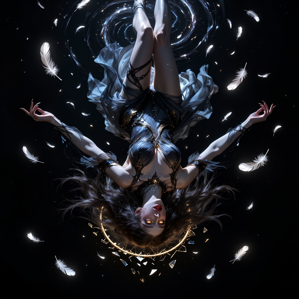 1girl,  ***** woman,  floating upside down in midair on Tensor.Art