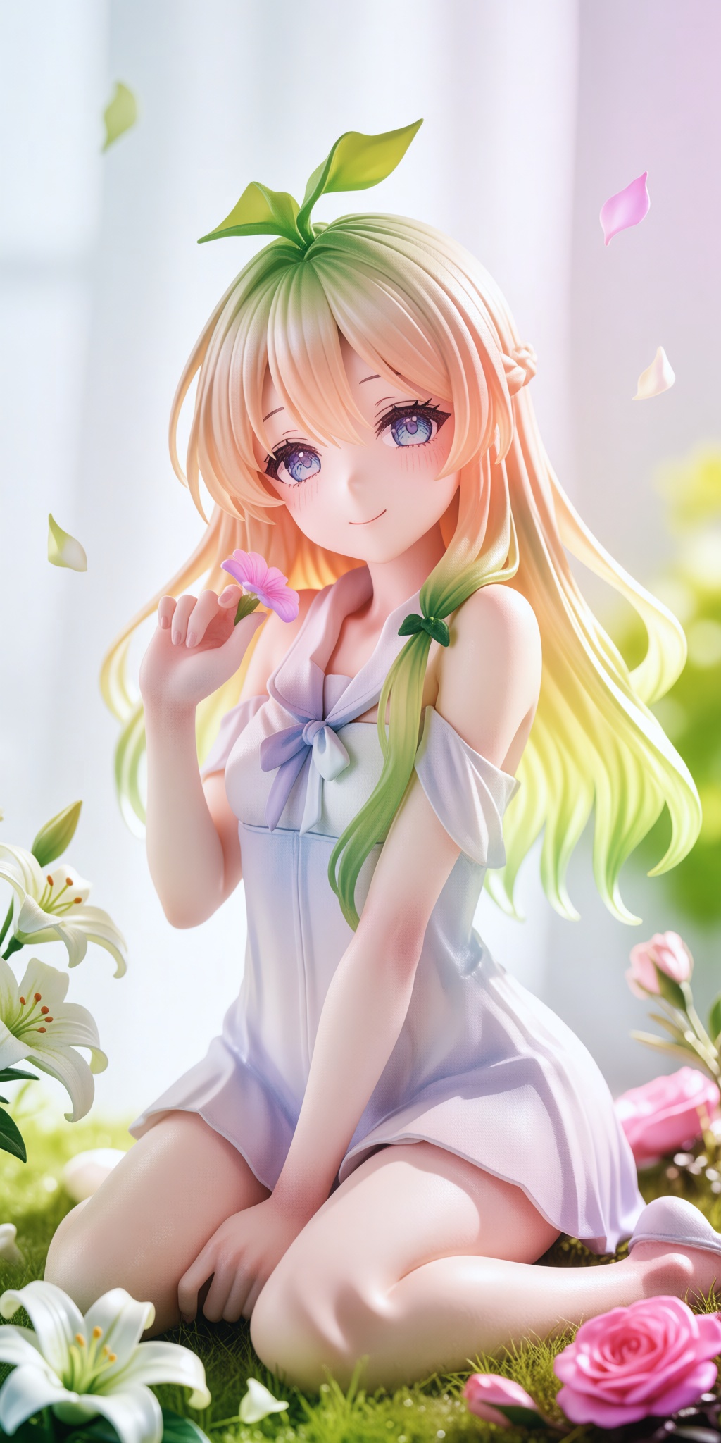 highly detailed anime-style collectible figurine or 3D character render,  polished 3D digital art,  hyper-realistic textur...