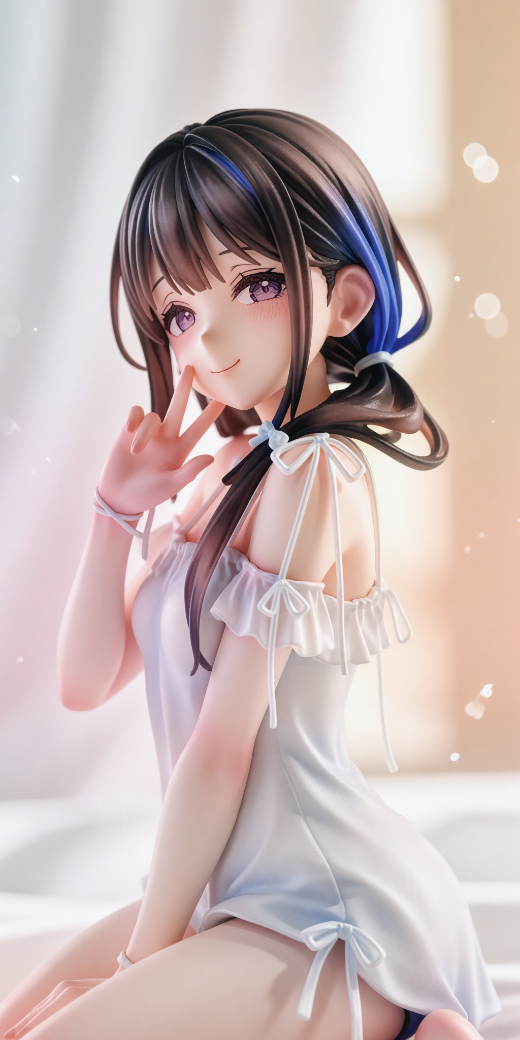 highly detailed anime-style collectible figurine or 3D character render,  polished 3D digital art,  hyper-realistic textur...