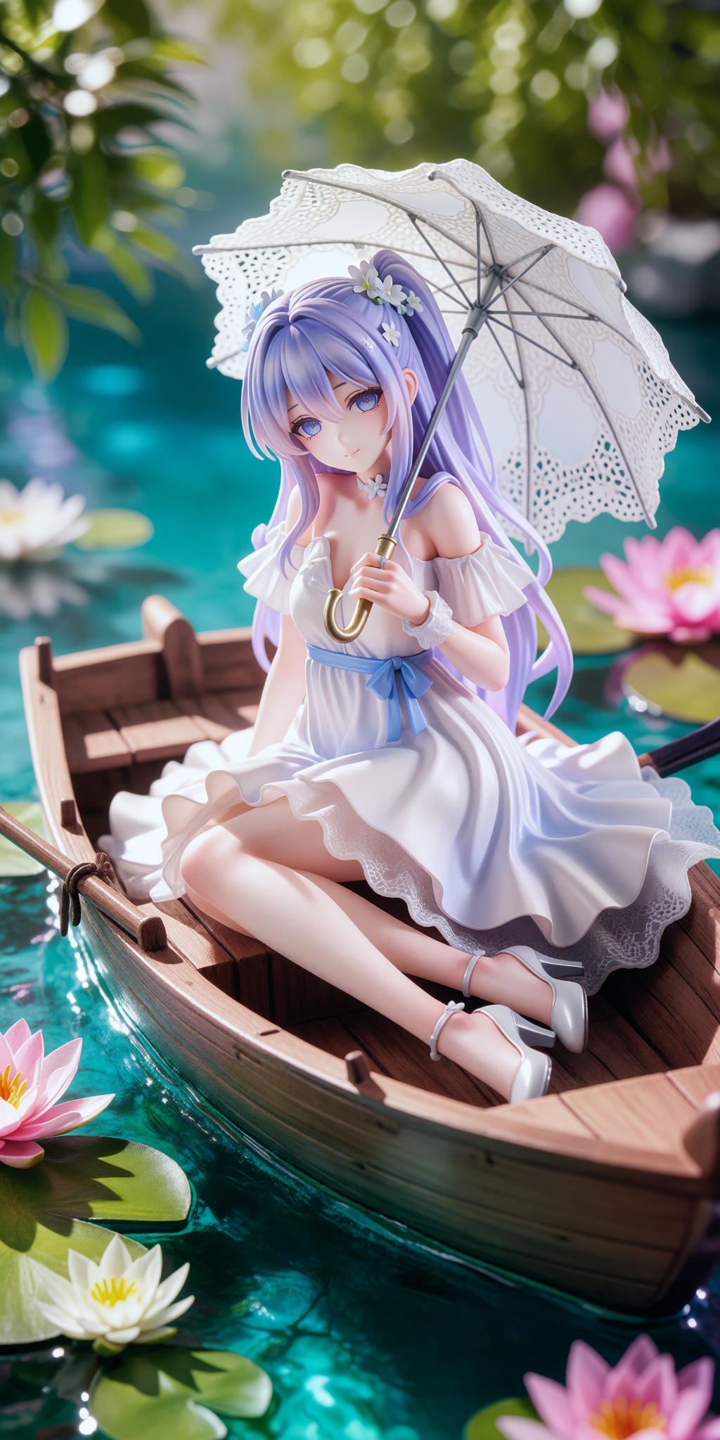 highly detailed anime-style collectible figurine or 3D character render,  polished 3D digital art,  hyper-realistic textur...