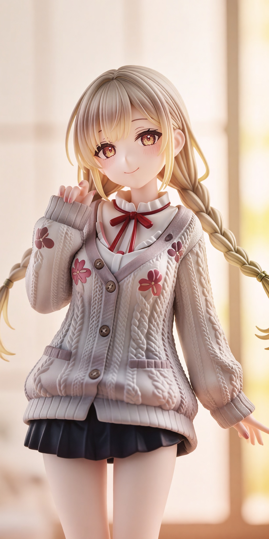 highly detailed anime-style collectible figurine or 3D character render,  polished 3D digital art,  hyper-realistic textur...