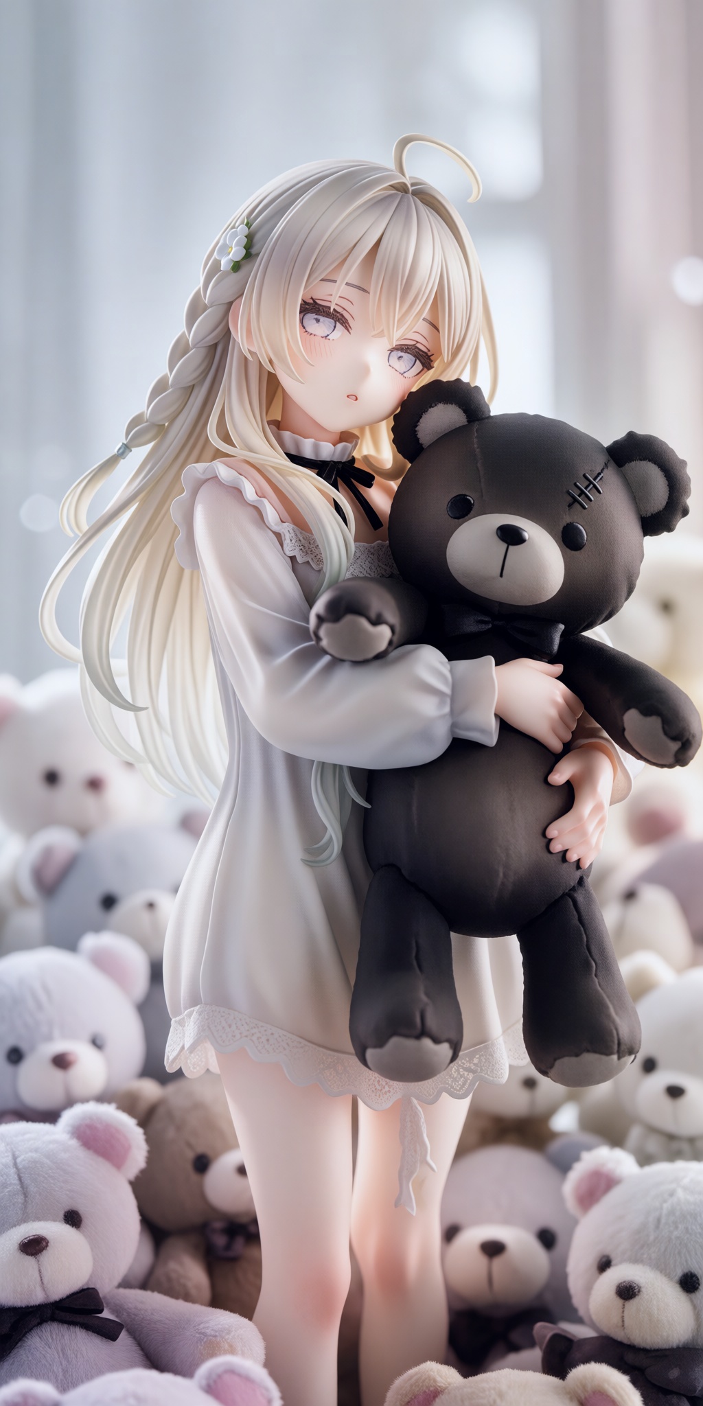 highly detailed anime-style collectible figurine or 3D character render,  polished 3D digital art,  hyper-realistic textur...