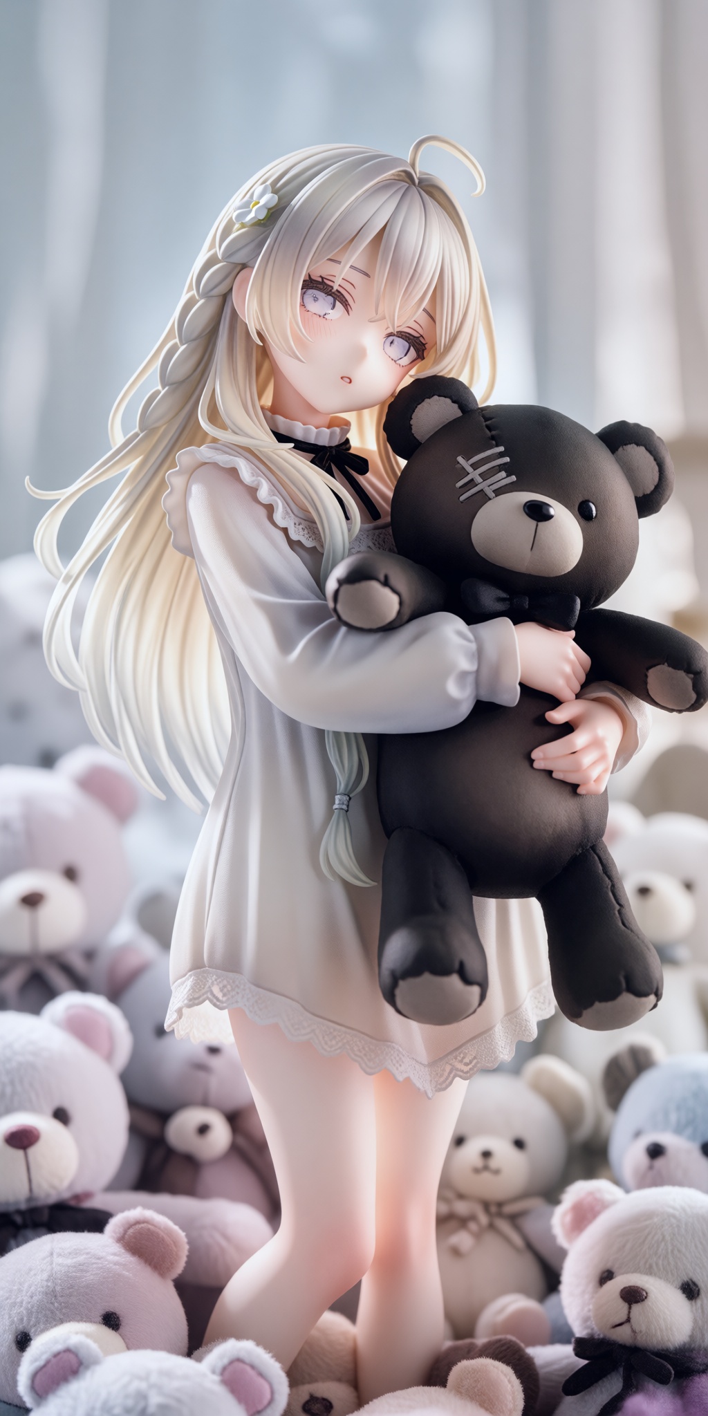 highly detailed anime-style collectible figurine or 3D character render,  polished 3D digital art,  hyper-realistic textur...