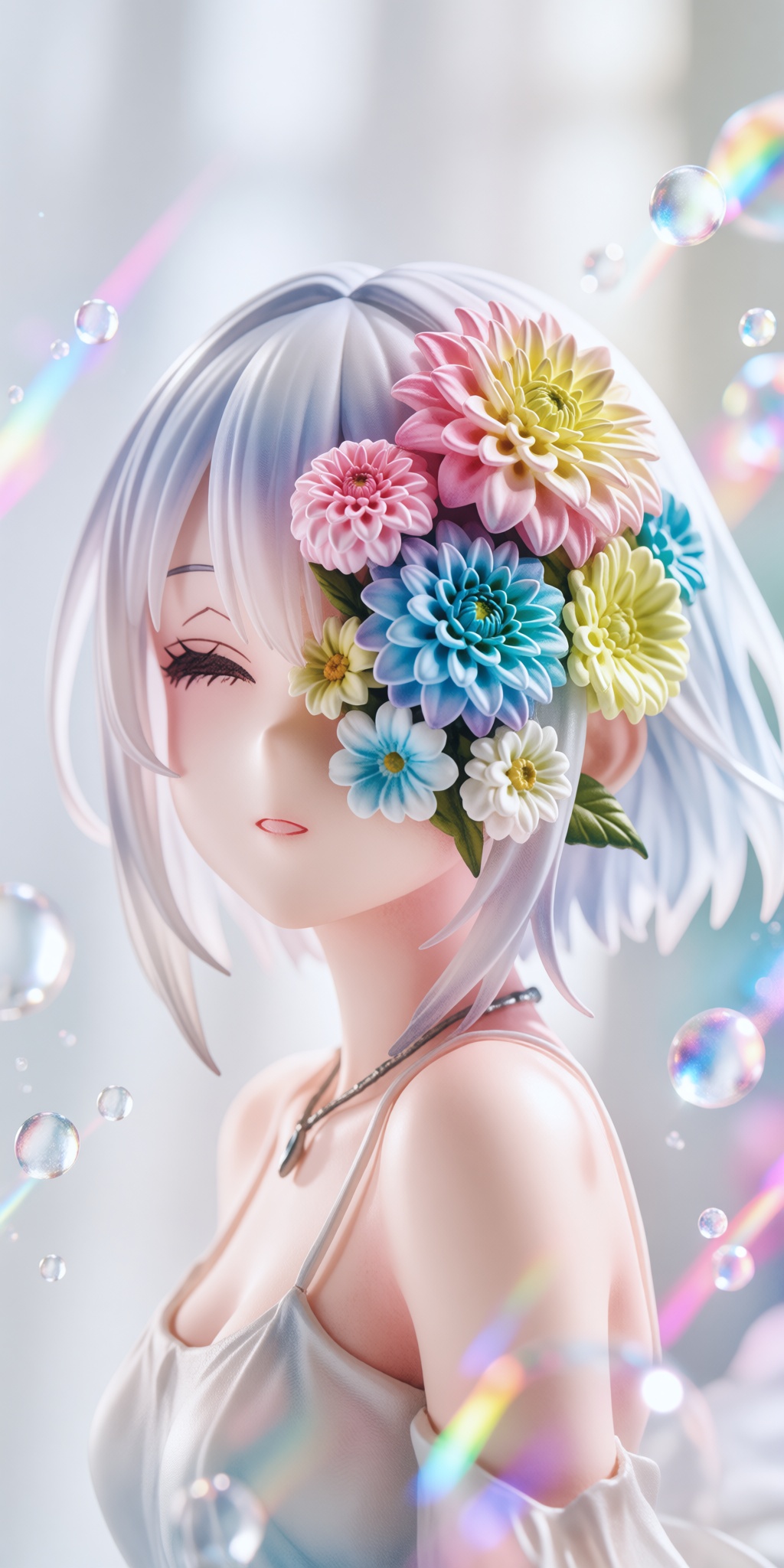 highly detailed anime-style collectible figurine or 3D character render,  polished 3D digital art,  hyper-realistic textur...