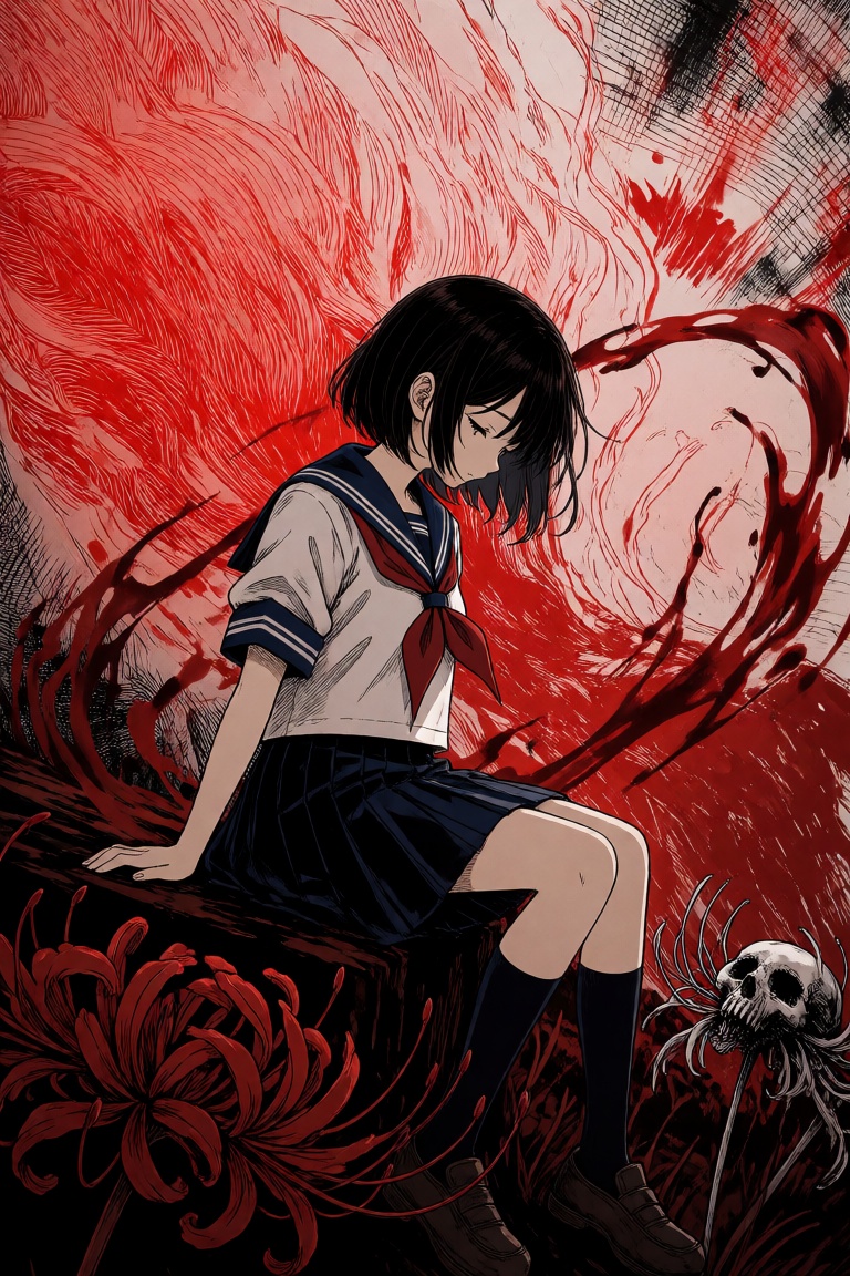 girl,  serafuku. red ink,  masterpiece on Tensor.Art