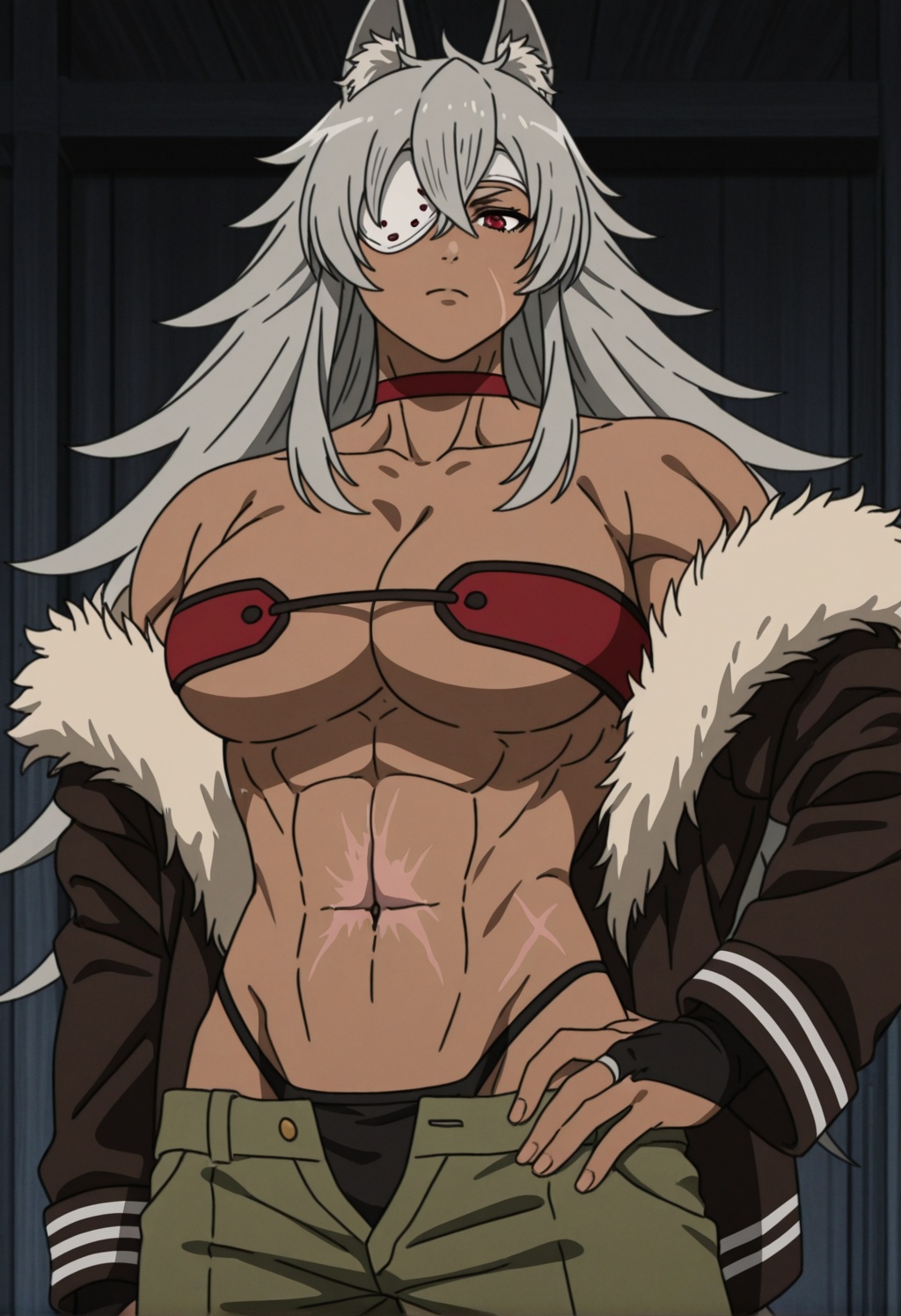 ghislainemt,  muscular female,  animal ears on Tensor.Art