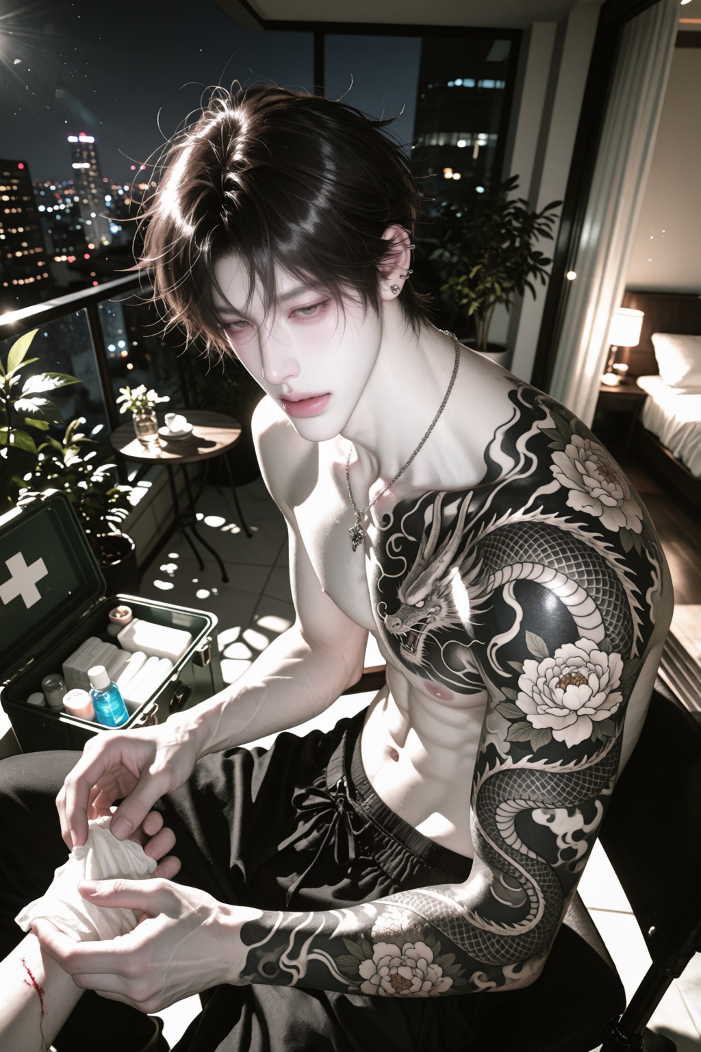 character: ***** young man,  slim athletic physique,  cool rebellious appearance on Tensor.Art