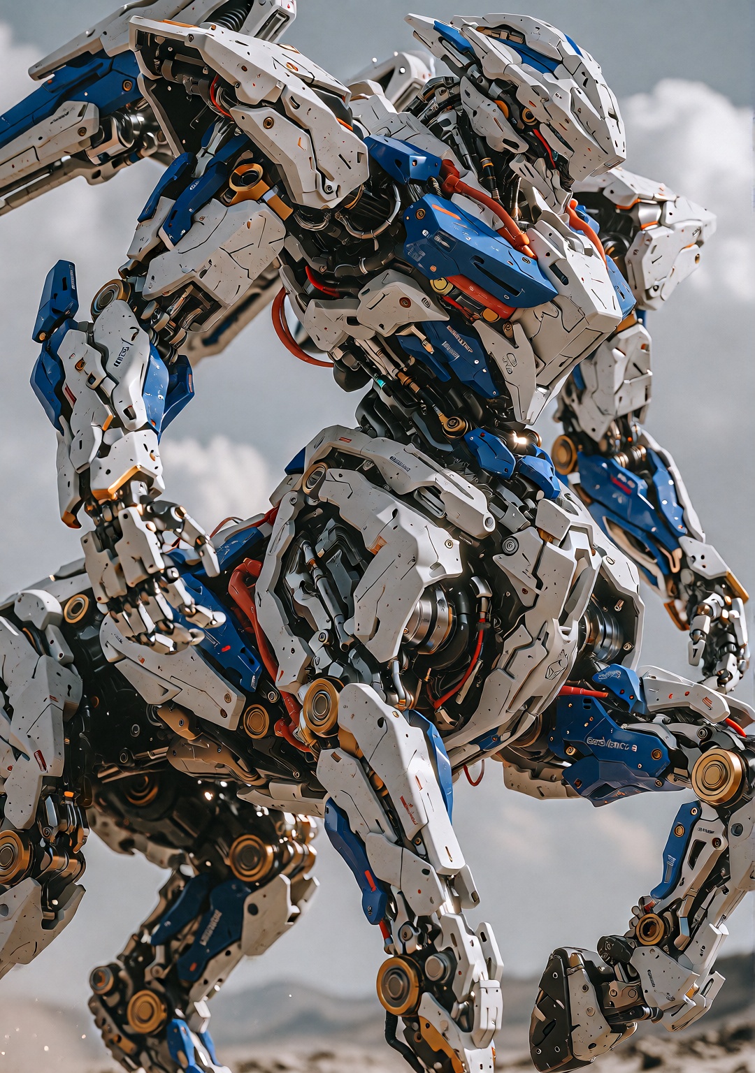 Centaur. Large,  imposing,  white and blue mech on Tensor.Art