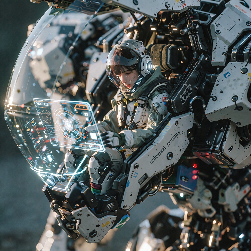 Side angle,  futuristic giant robot,  open cockpit on Tensor.Art