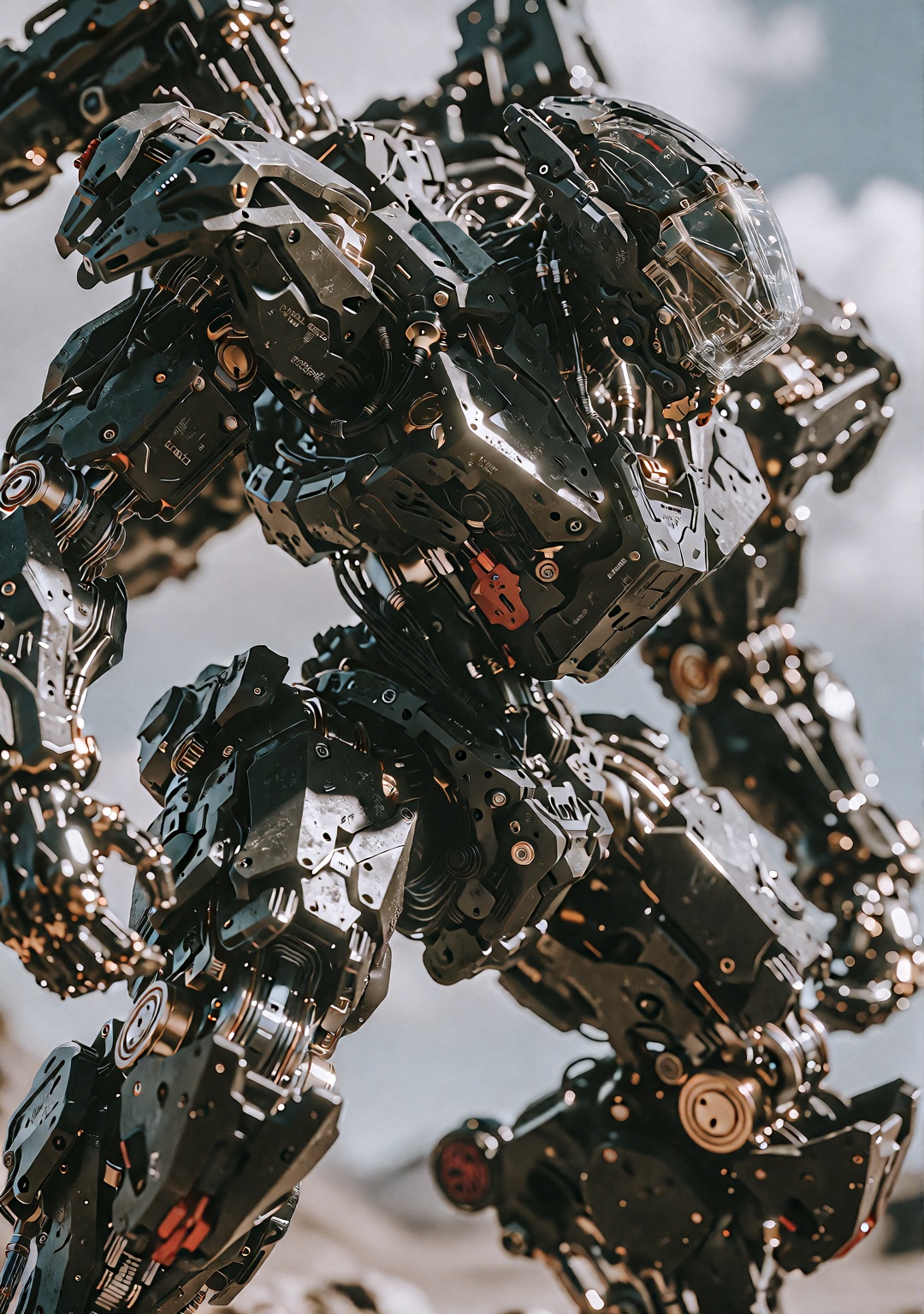 Large,  imposing,  dark-grey mech on Tensor.Art