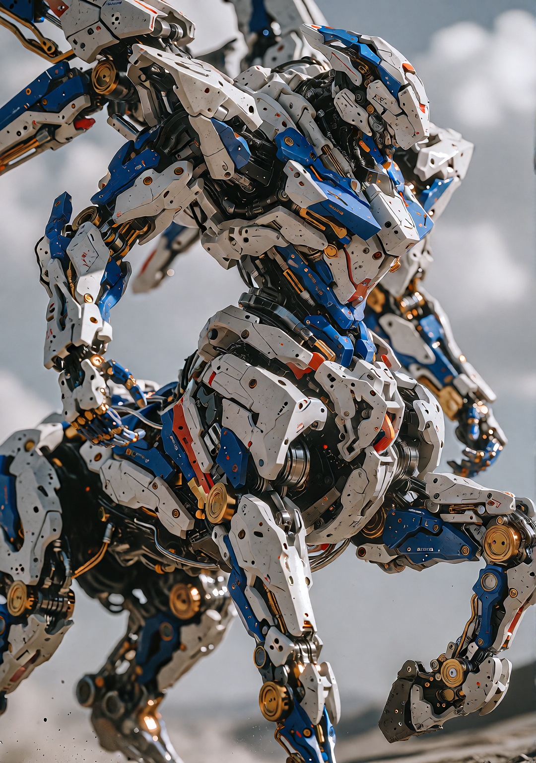 Centaur. Large,  imposing,  white and blue mech on Tensor.Art