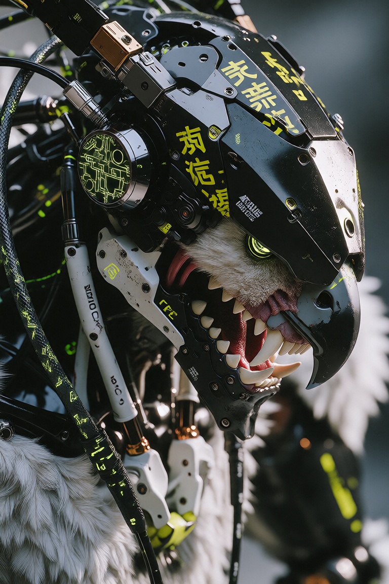 Create an ultra-detailed biomechanical cyborg with a complex mechanical design,  featuring futuristic mecha armor and a sy...