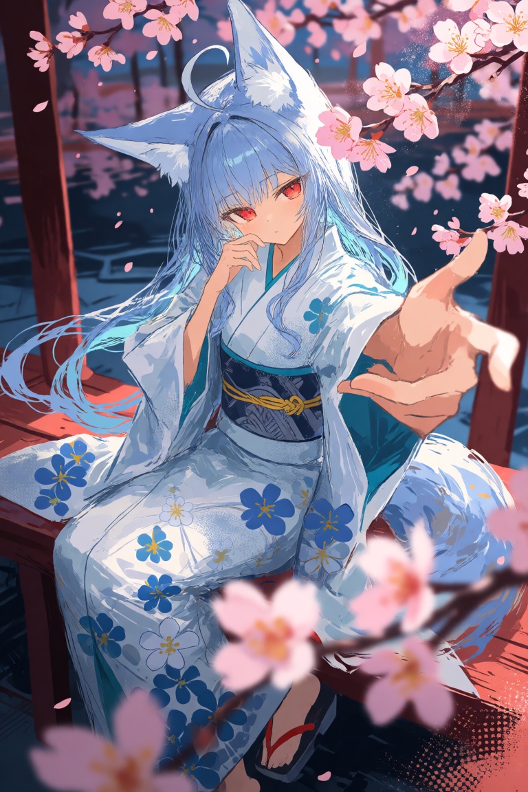 solo,  1girl,  fox ears on Tensor.Art