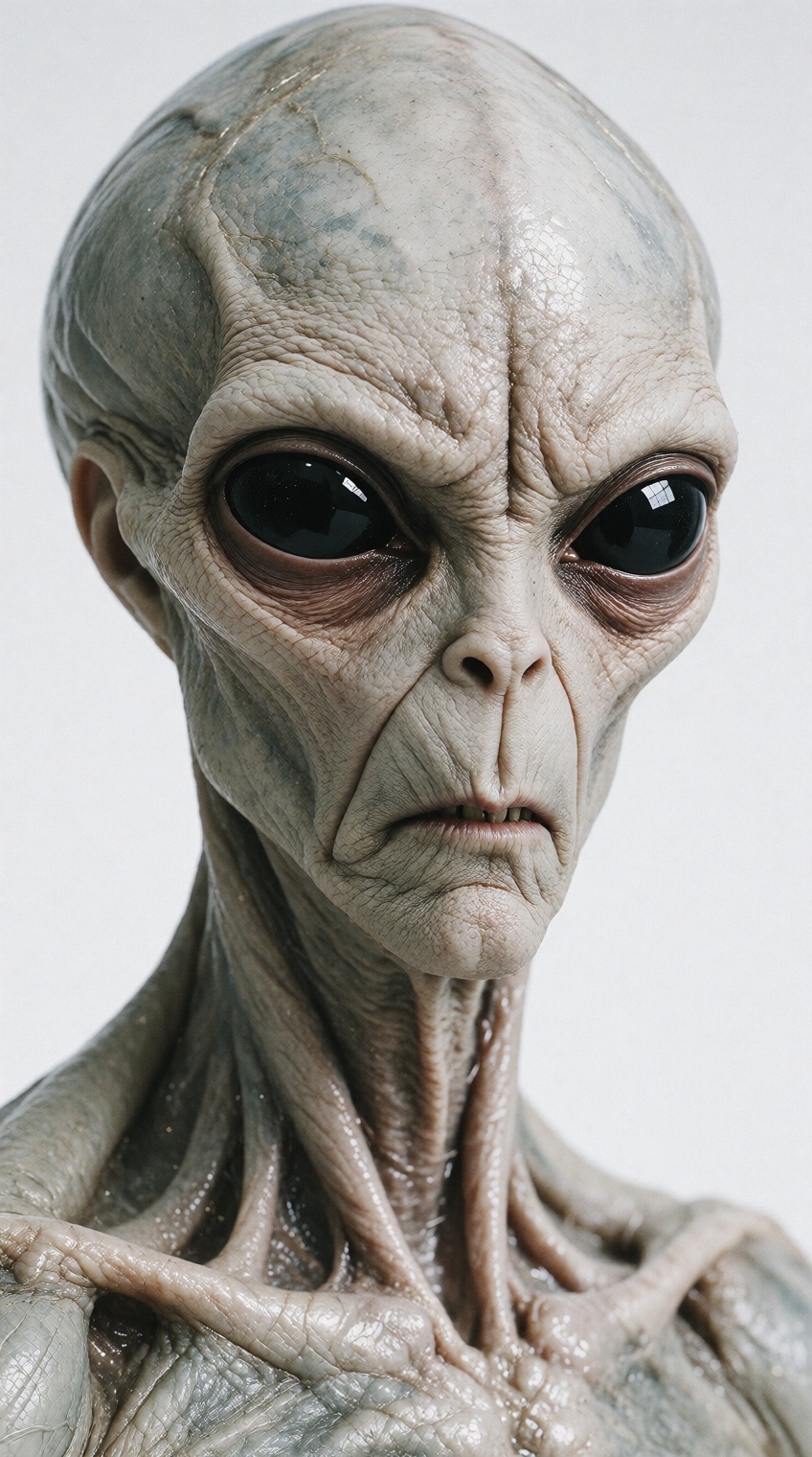 classic grey extraterrestrial humanoid,  mature ***** alien,  very angry face on Tensor.Art