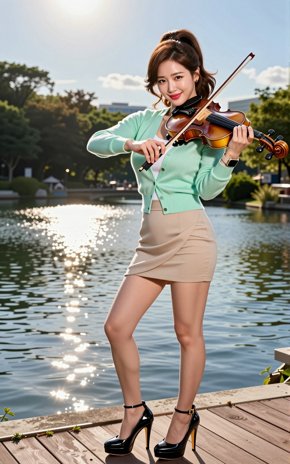 Korean Woman Image Real Photo: 2.0,  Height 185cm,  Hourglass figure with round and voluptuous I-cup breasts on Tensor.Art
