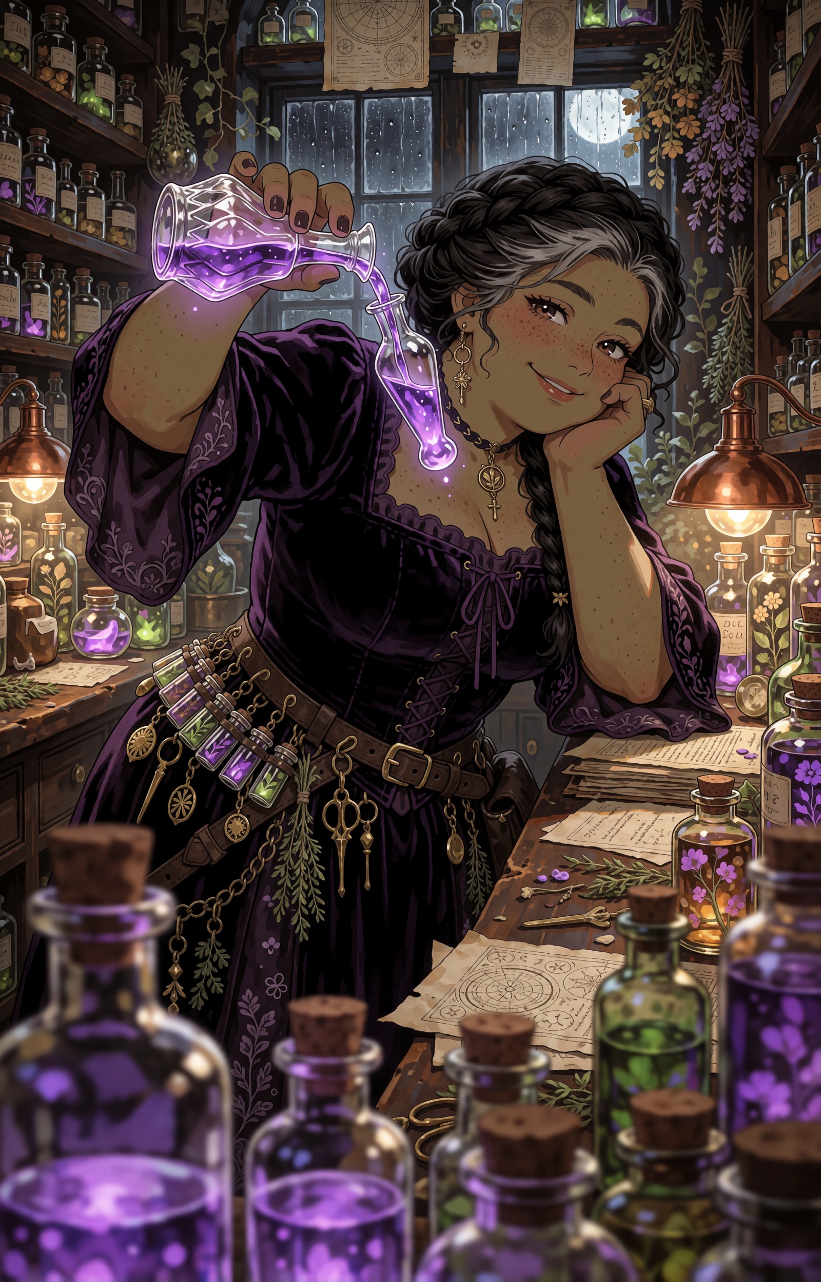 SUBJECT : A slightly chubby ***** witch in her early forties,  with a soft pear-shaped silhouette,  full hips on Tensor.Art