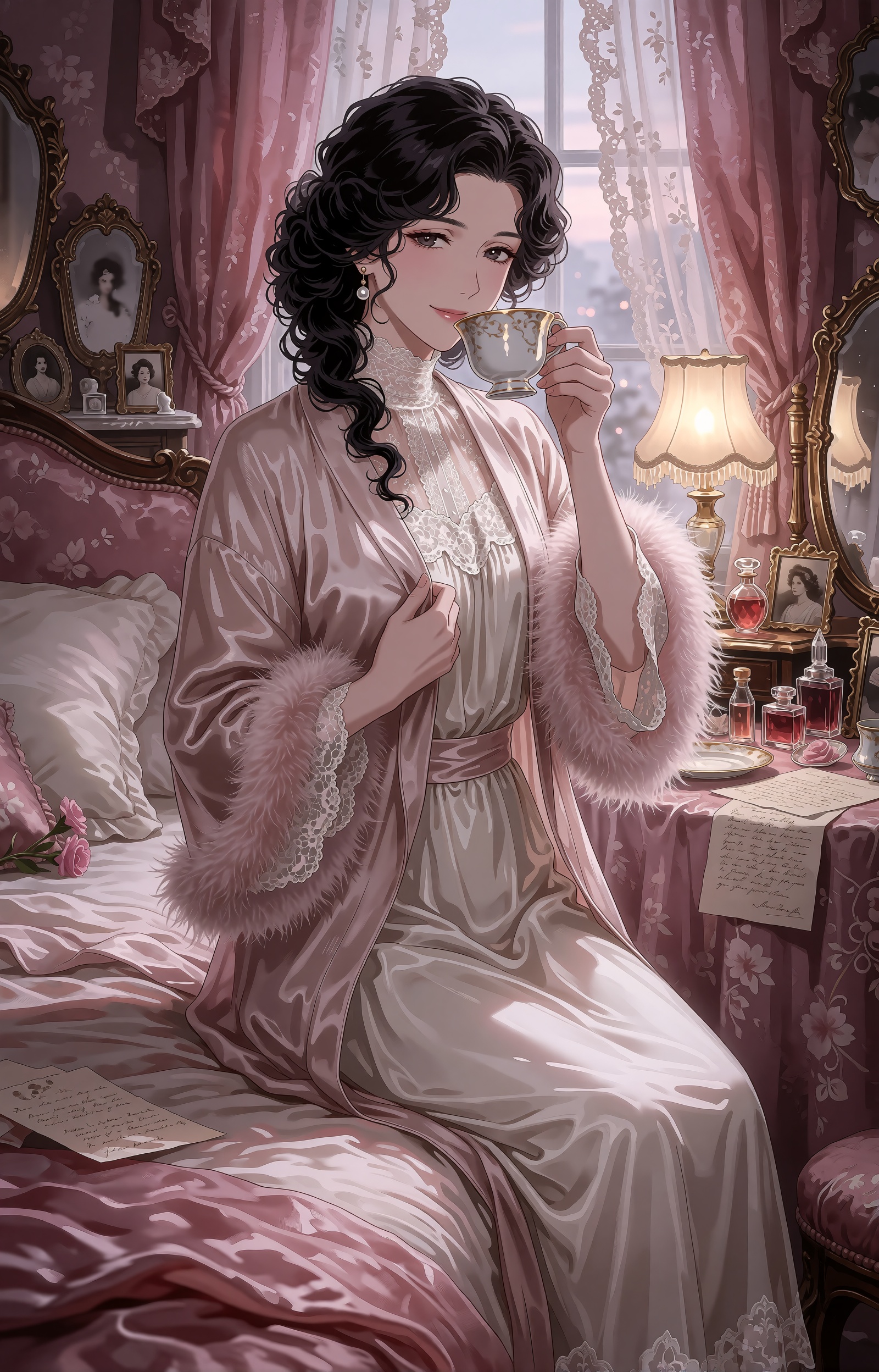 SUBJECT An attractive ***** woman in her mid-forties with a slightly chubby,  graceful build,  soft stomach on Tensor.Art
