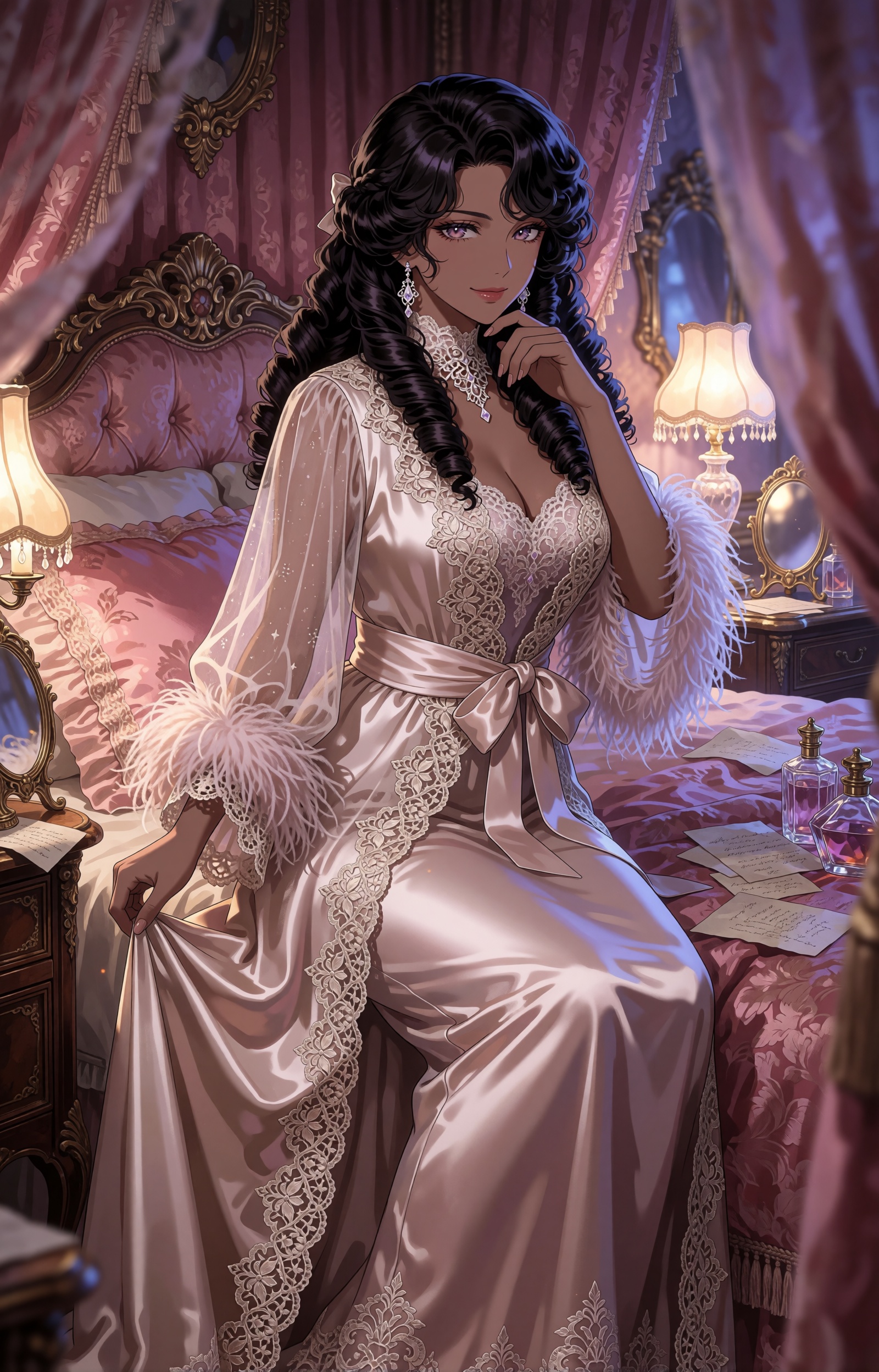 SUBJECT : An elegant ***** woman around forty with a soft fuller figure,  rounded face,  plush hips on Tensor.Art