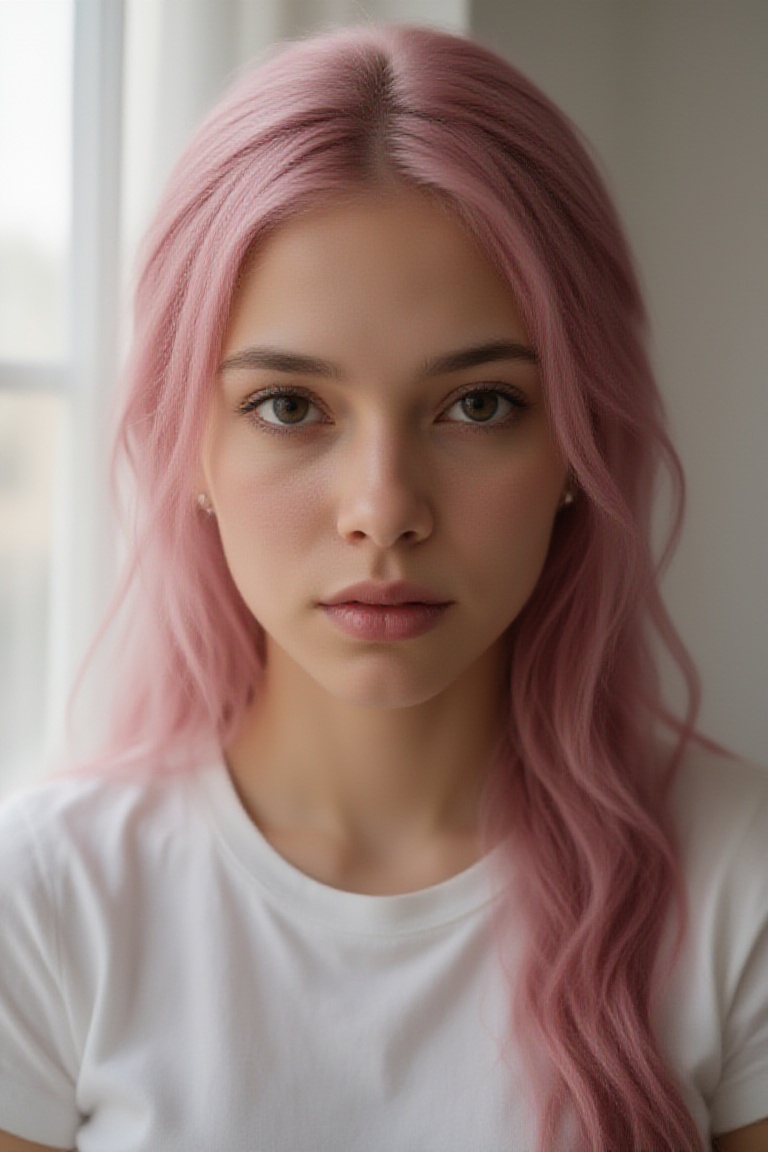 ainara,  close-up portrait,  pink hair down on Tensor.Art