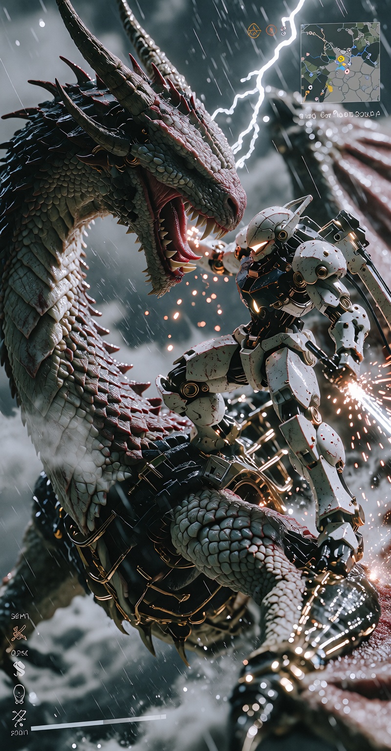 HYPER REALISTIC,  ultra-detailed 3D cinematic render,  colossal mecha standing on the armored on Tensor.Art