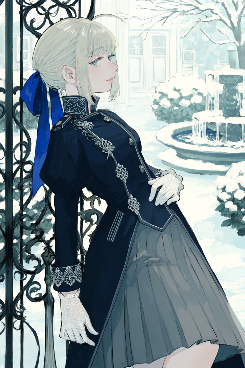 highres,  absurdres,  @canariadraw A striking profile-shot digital illustration features a graceful woman leaning casually...