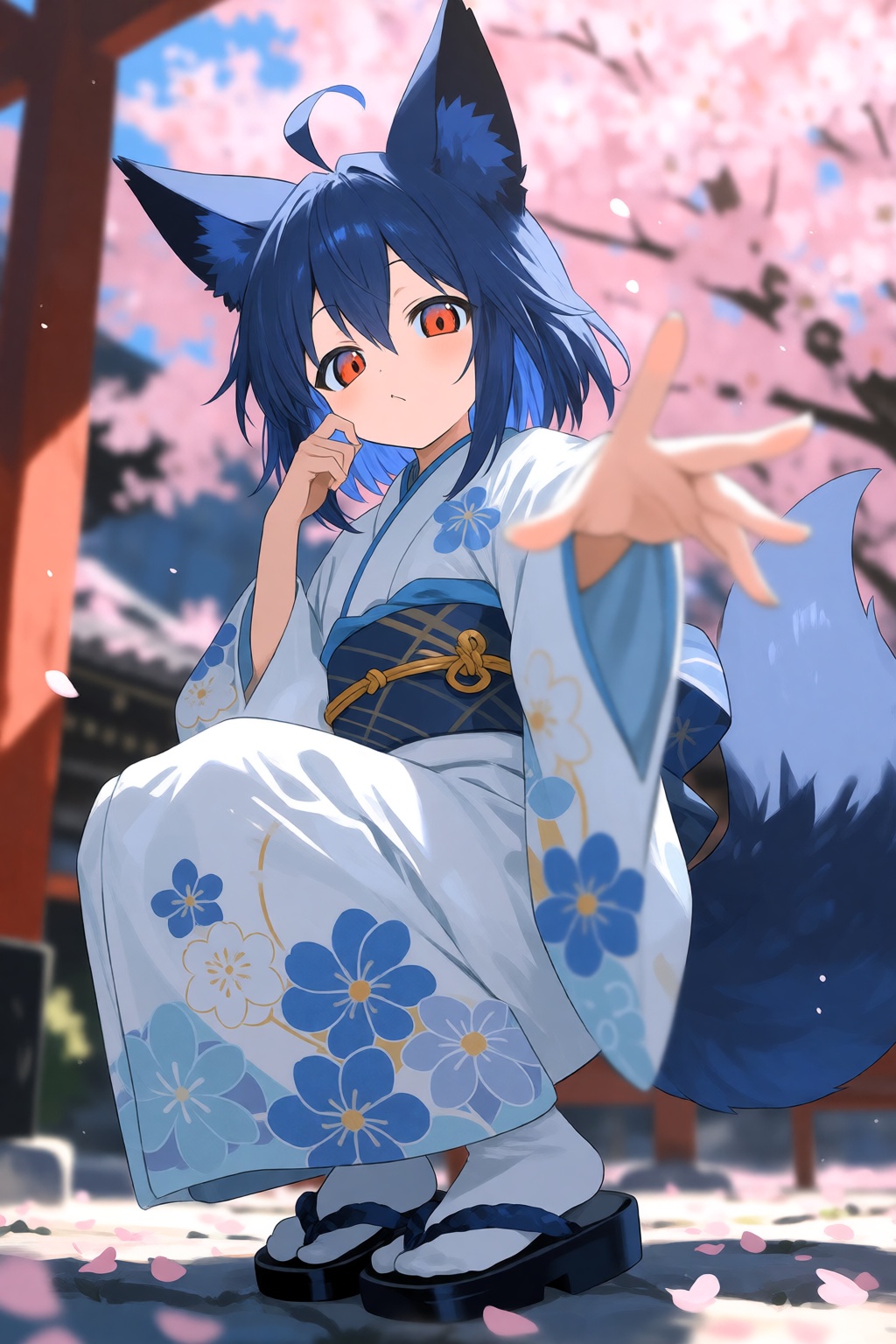 solo,  1girl,  fox ears on Tensor.Art