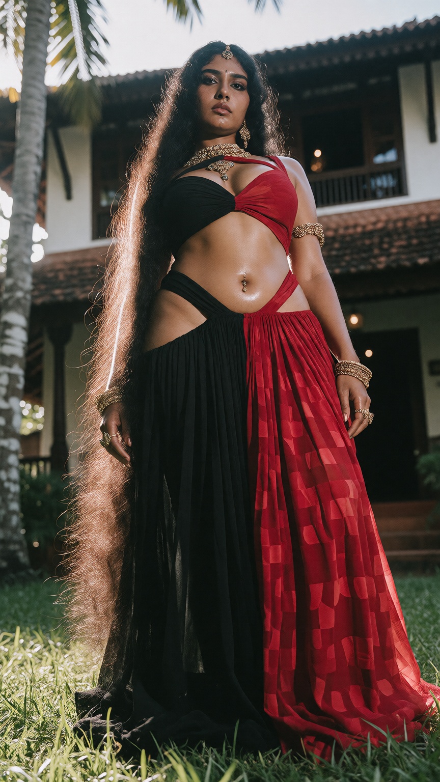 Low angle A mallu woman,  hourglass figure,  perfect body structure on Tensor.Art