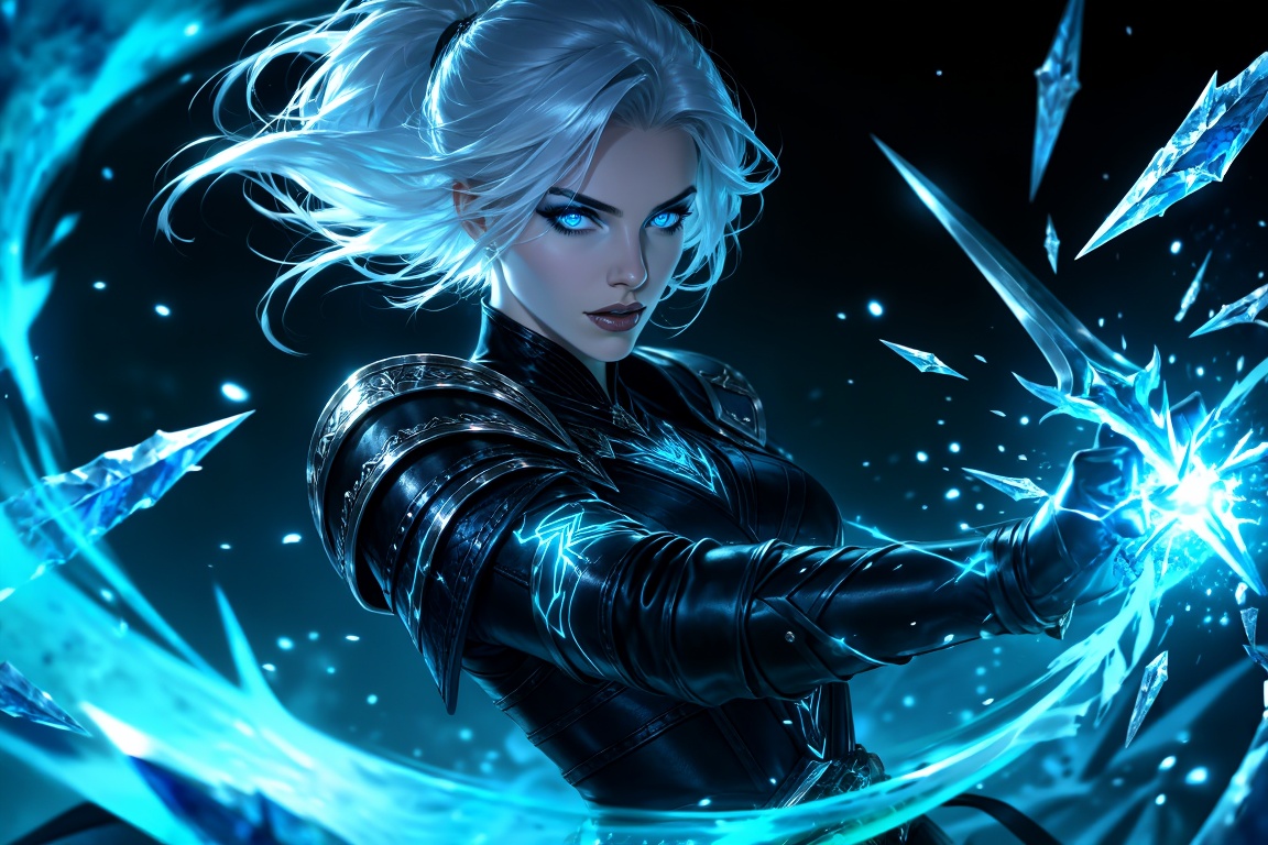 a cinematic portrait of a powerful young warlock woman,  solo,  sharp female facial features on Tensor.Art