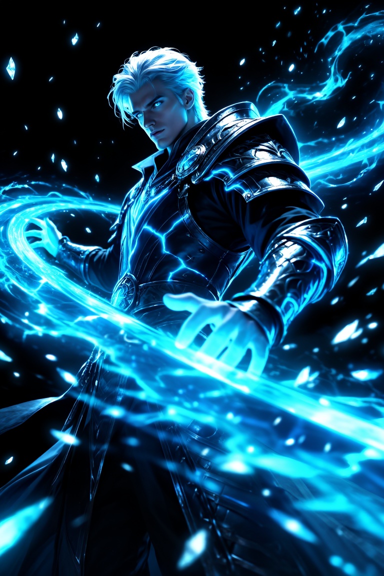 a cinematic portrait of a powerful young warlock man,  solo,  sharp masculine facial features on Tensor.Art