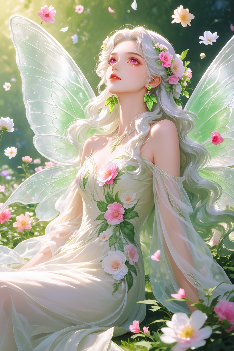 1woman,  solo,  portrait of a young majestic flower fae woman on Tensor.Art