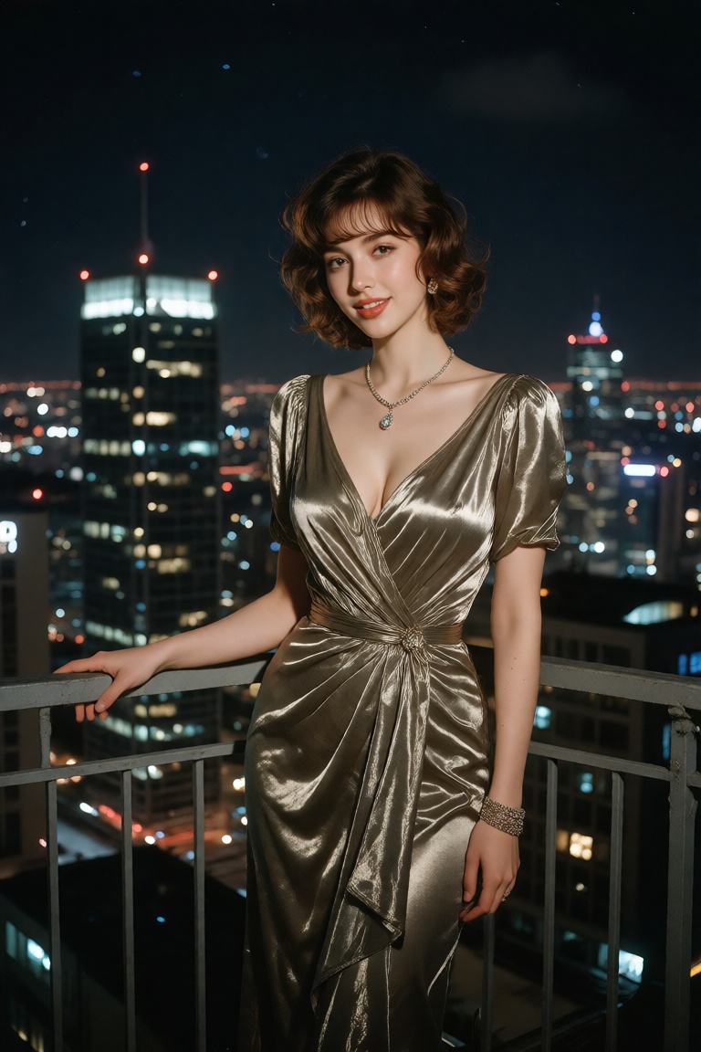 Ultra realistic photography,  22 year old woman,  luxurious 1980s evening fashion on Tensor.Art