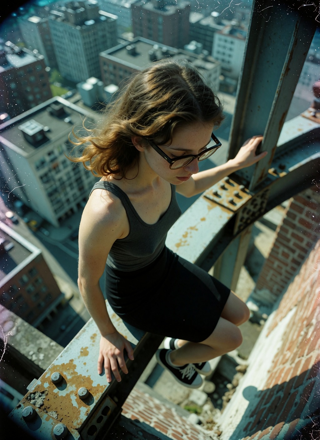 This frame,  unearthed like a lost Kodachrome slide from a forgotten 1980s urban exploration project,  presents a masterpi...