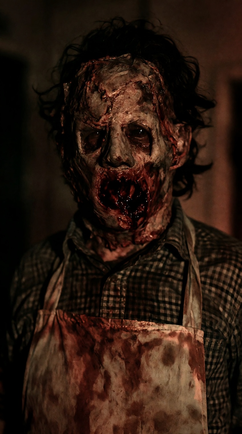 @knightmarecult_,  a menacing humanoid figure dominates the frame,  its face a grotesque mask of scarred on Tensor.Art