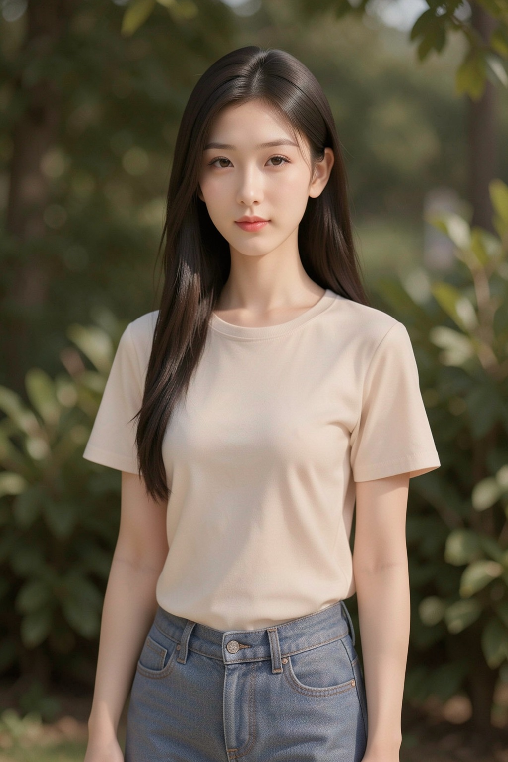 一位年轻的东亚女性,  看起来二十岁出头,  位于画面中心 on Tensor.Art