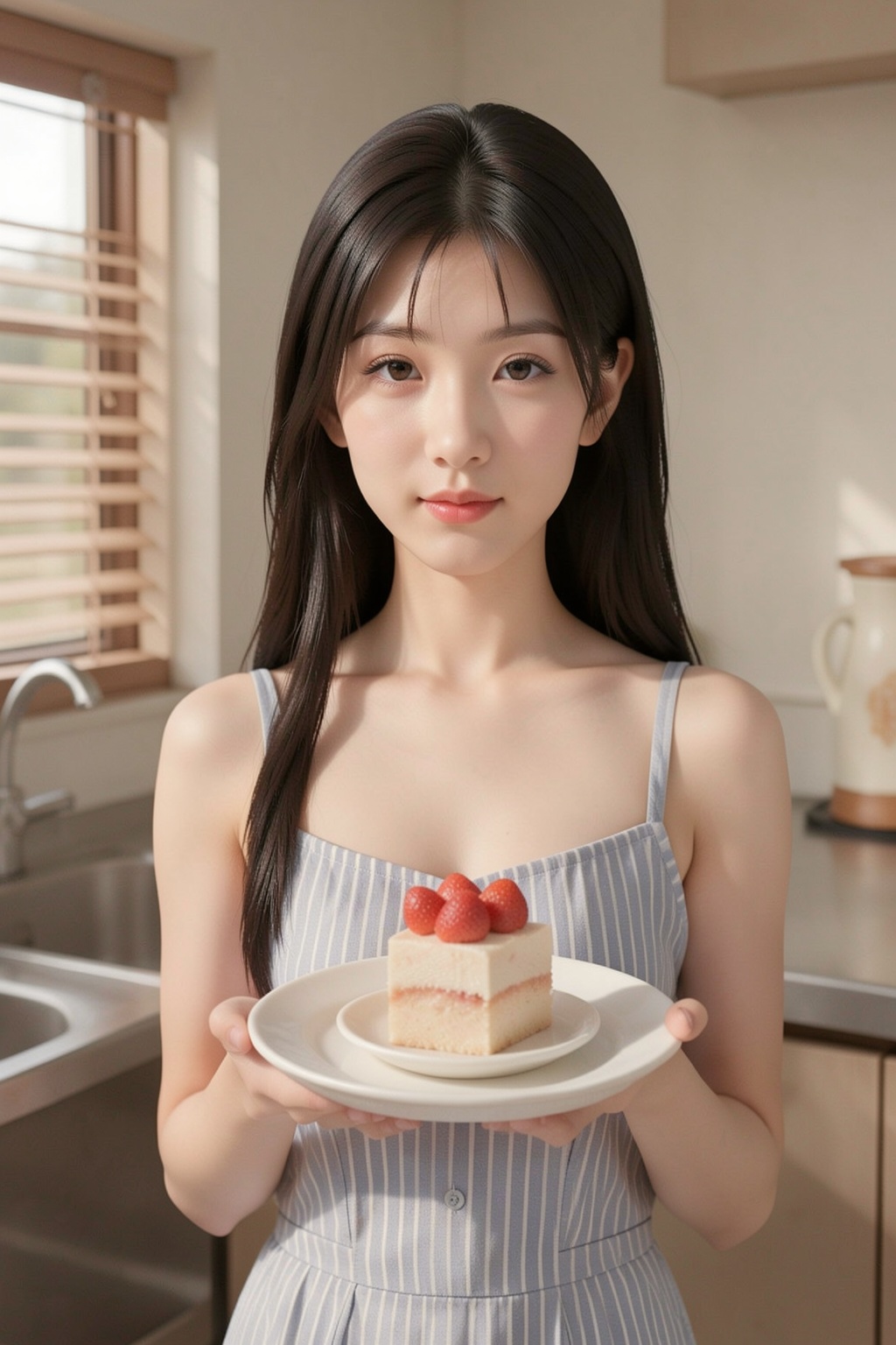 一位年轻的亚裔女性,  大概二十岁出头,  位于画面中央 on Tensor.Art