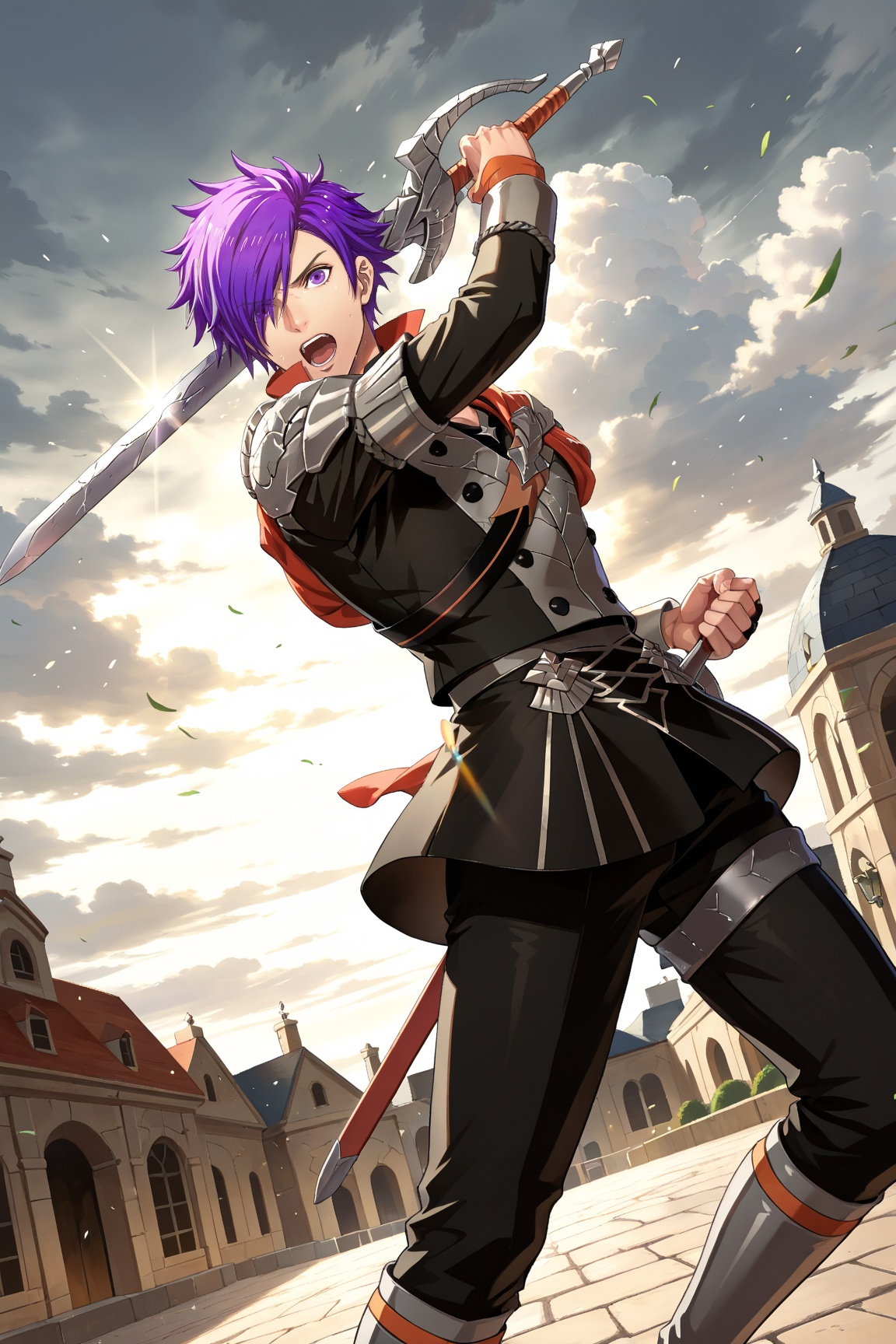 1boy,  Shez_FE3H,  purple hair on Tensor.Art