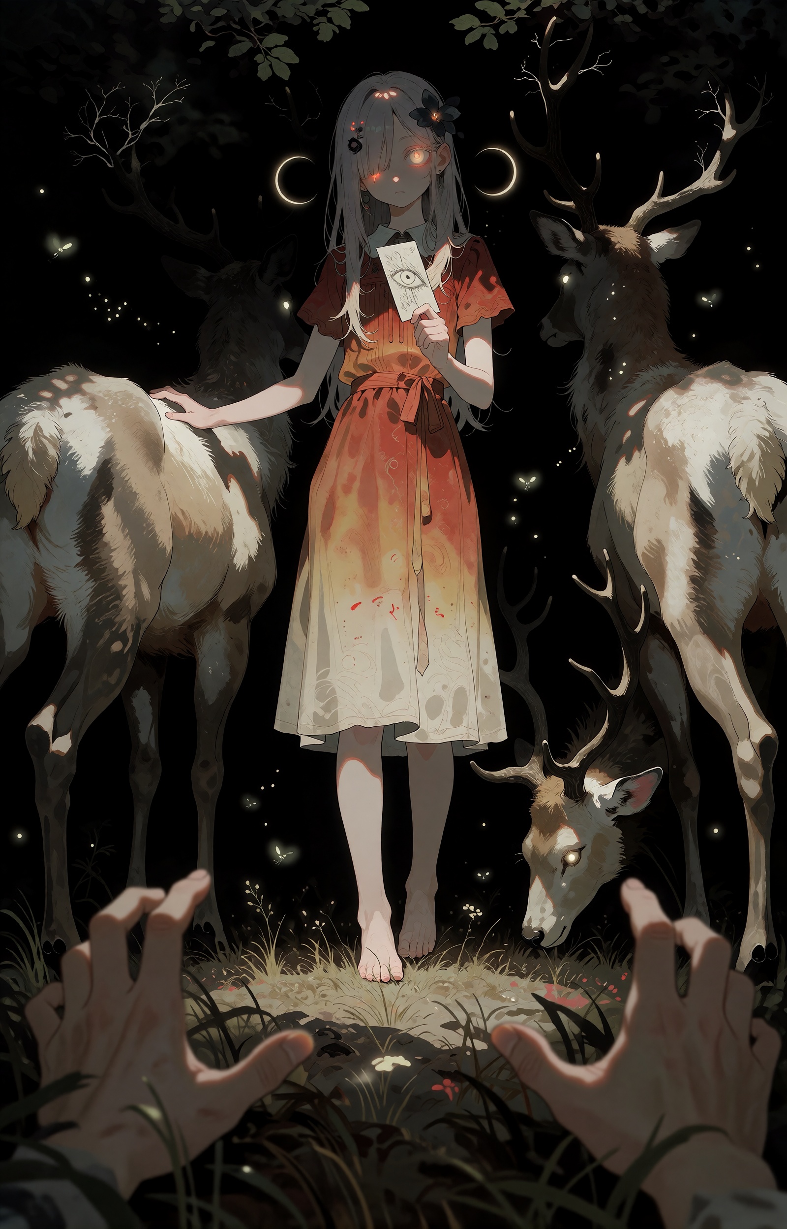 # schema: EXT13 | profile: domain | density: rich | form: blockform SUBJECT: A tall slender apparition of a girl with ash-...