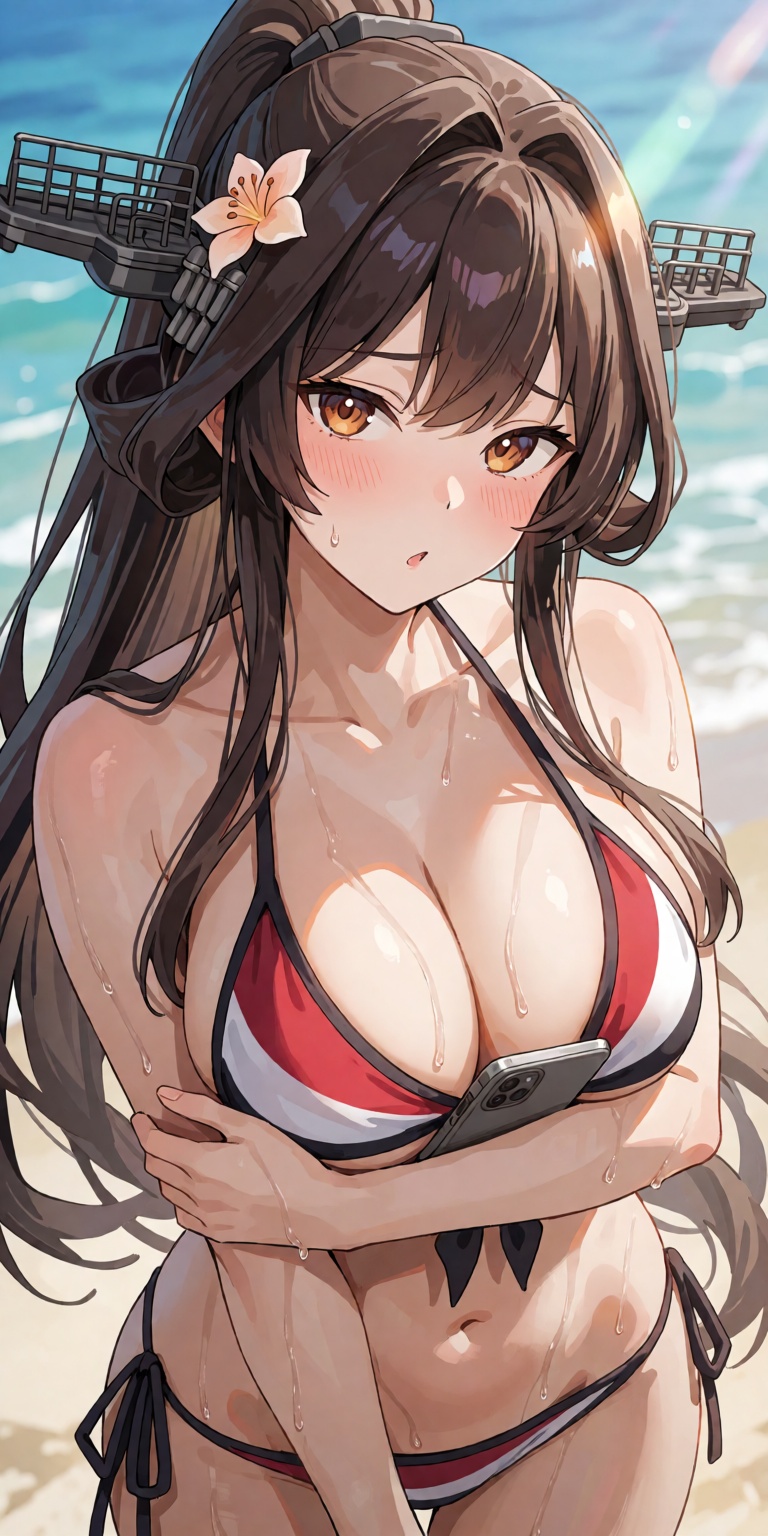 1girl,  solo,  Kongou and Yamato fusion character from Kantai Collection on Tensor.Art