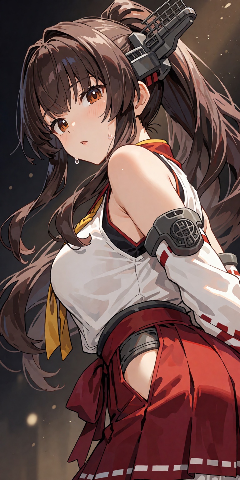 1girl,  solo,  Yamato from Kantai Collection styled as a striking doujin cover illustration on Tensor.Art