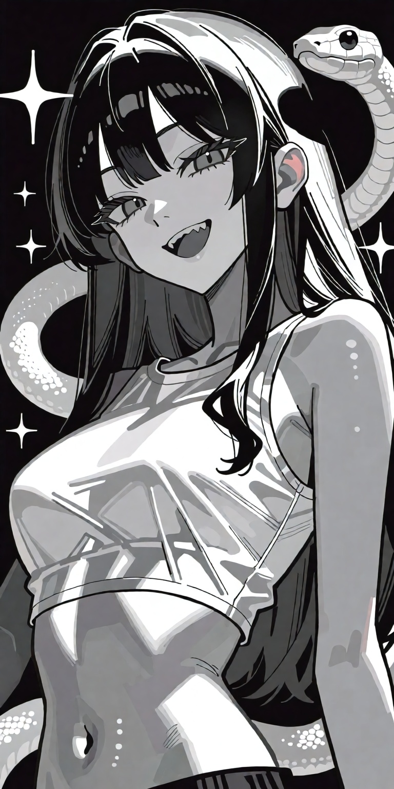 1girl,  solo,  Yuiman Asama from Touhou in a striking monochrome and greyscale art style on Tensor.Art