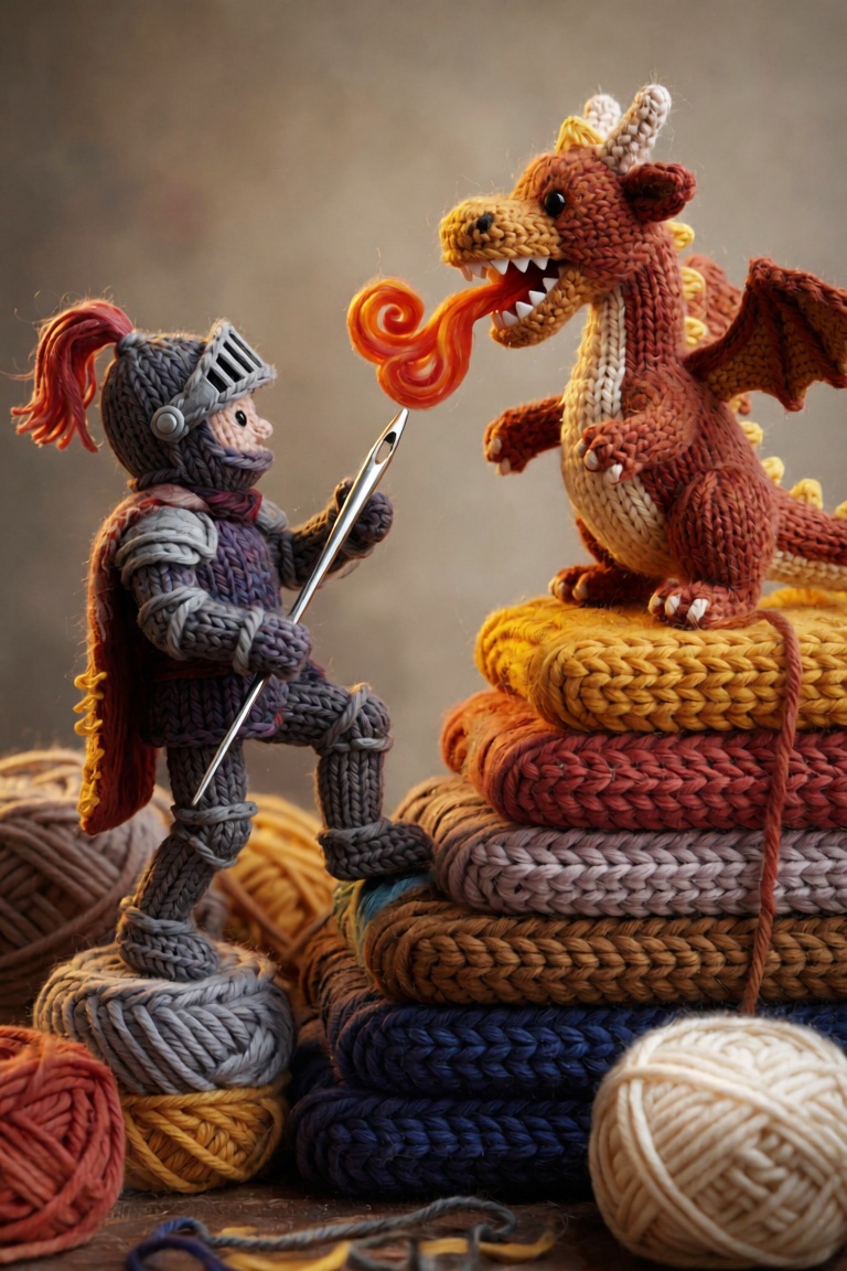 masterpiece,  best quality,  macro tactile 3D knitted yarn diorama on Tensor.Art