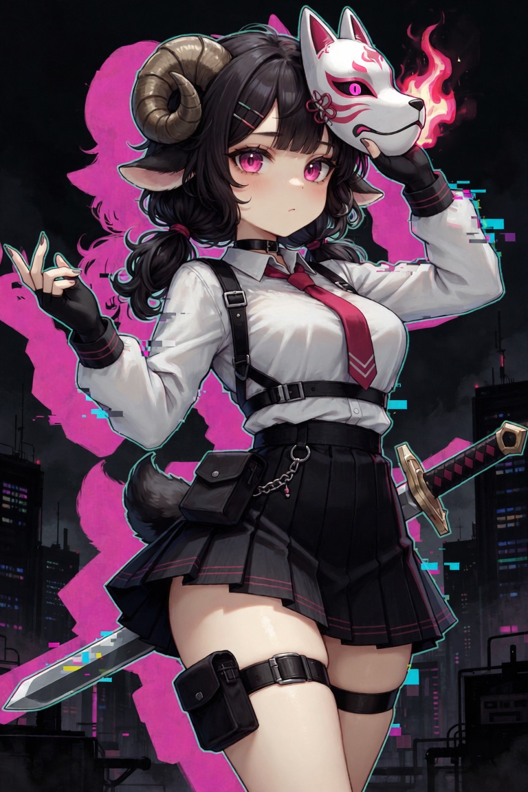 1girl,  anthro sheep girl,  curly black hair on Tensor.Art