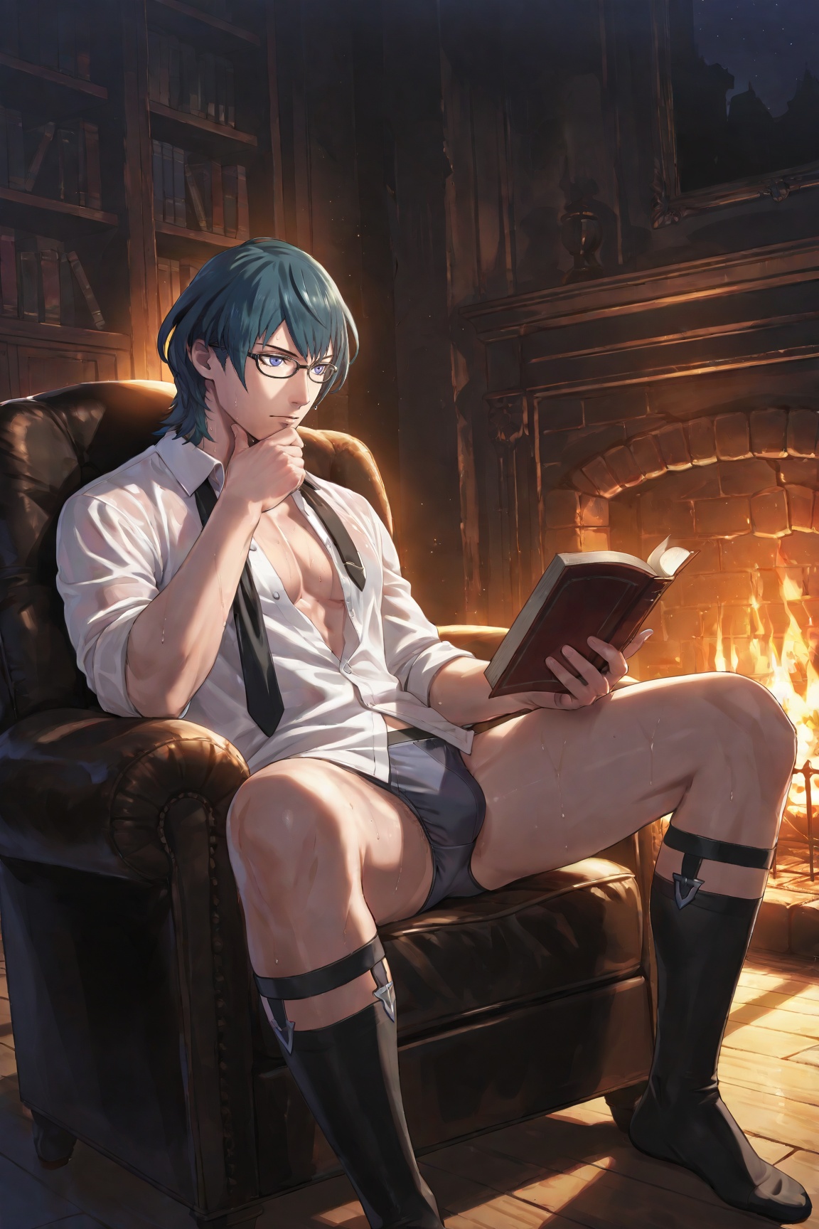 1boy,  byleth \(fire emblem\) \(male\),  blue hair on Tensor.Art